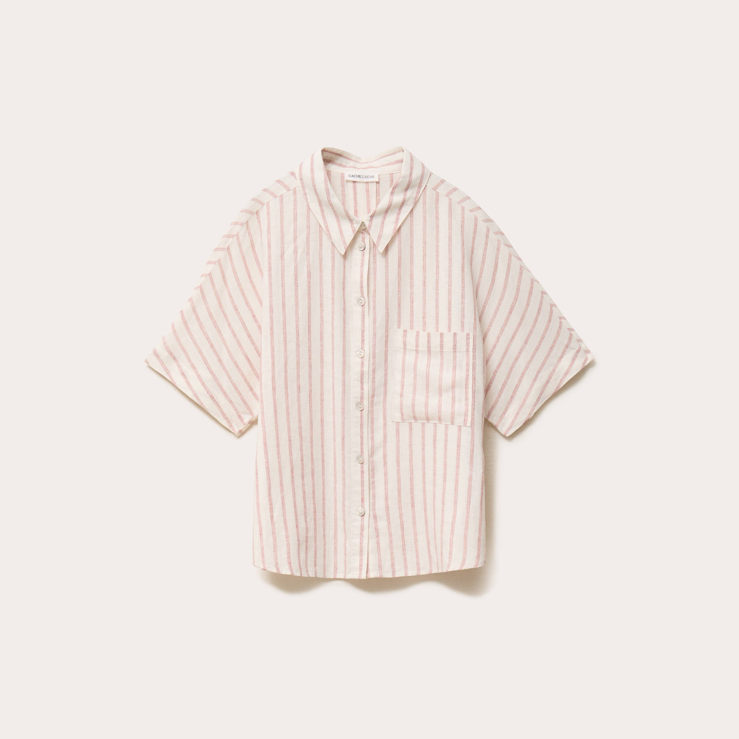 Chemise droite courte col classique blanc femme