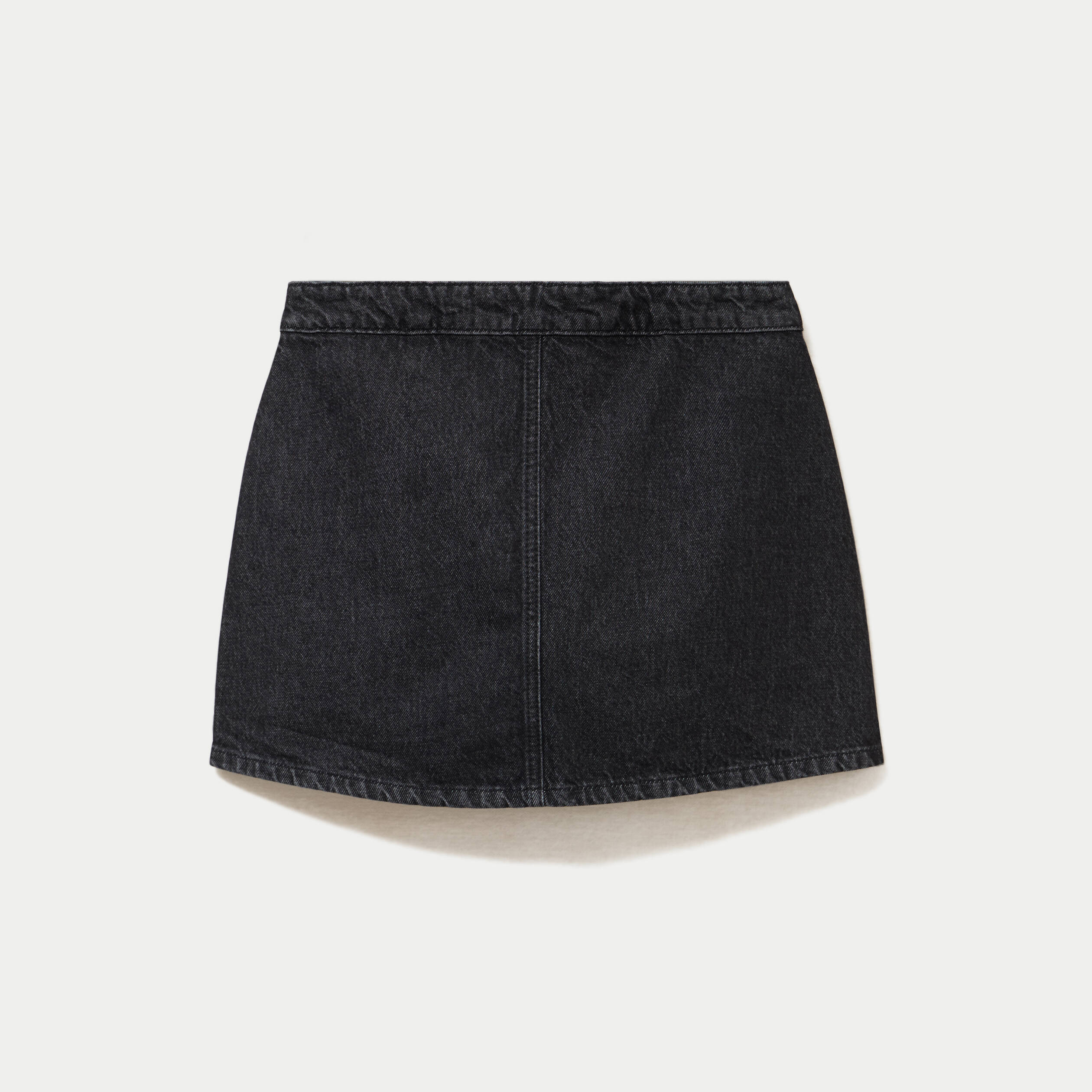 Jupe-short trap&egrave;ze en jean denim snow noir femme