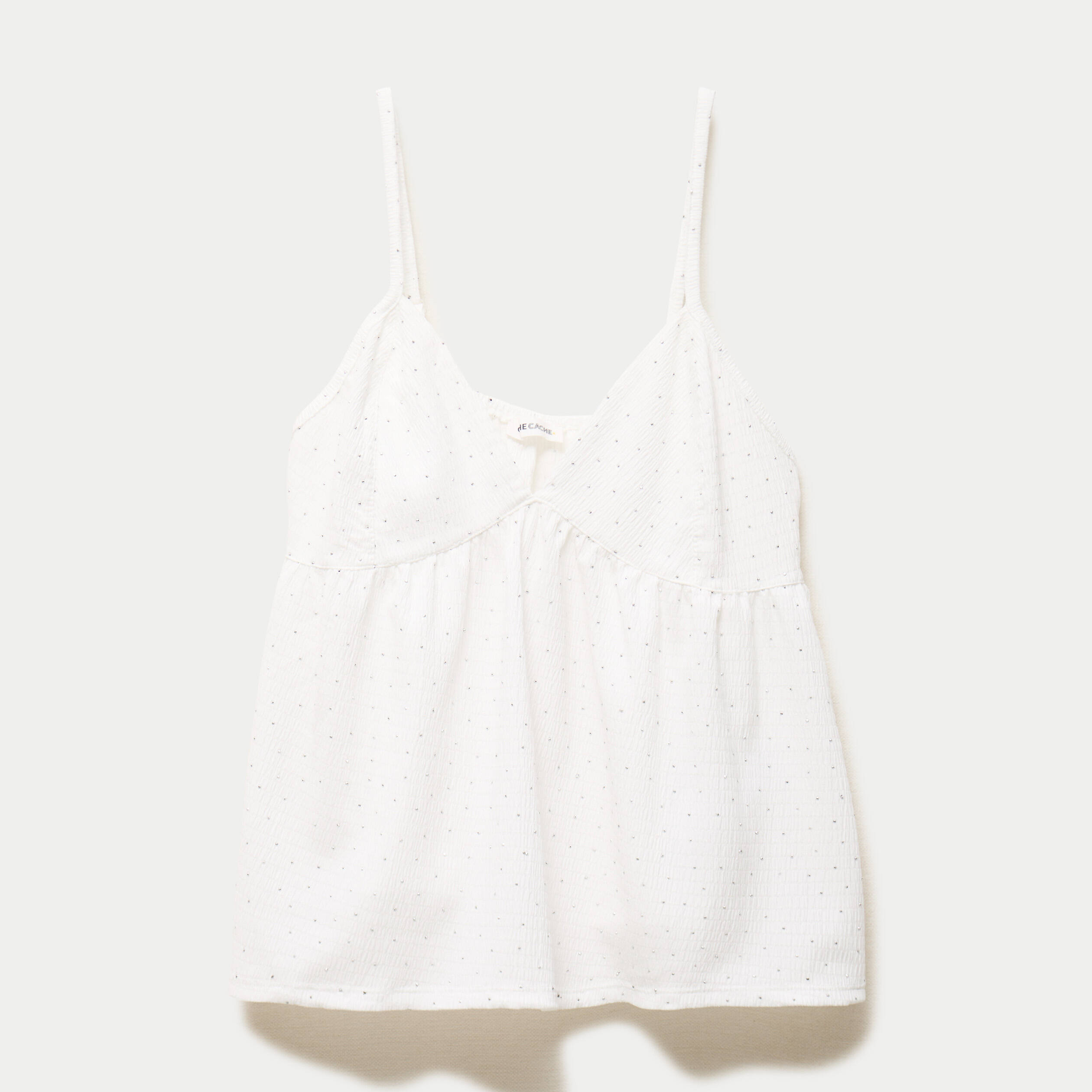 Top fines bretelles avec studs ecru femme