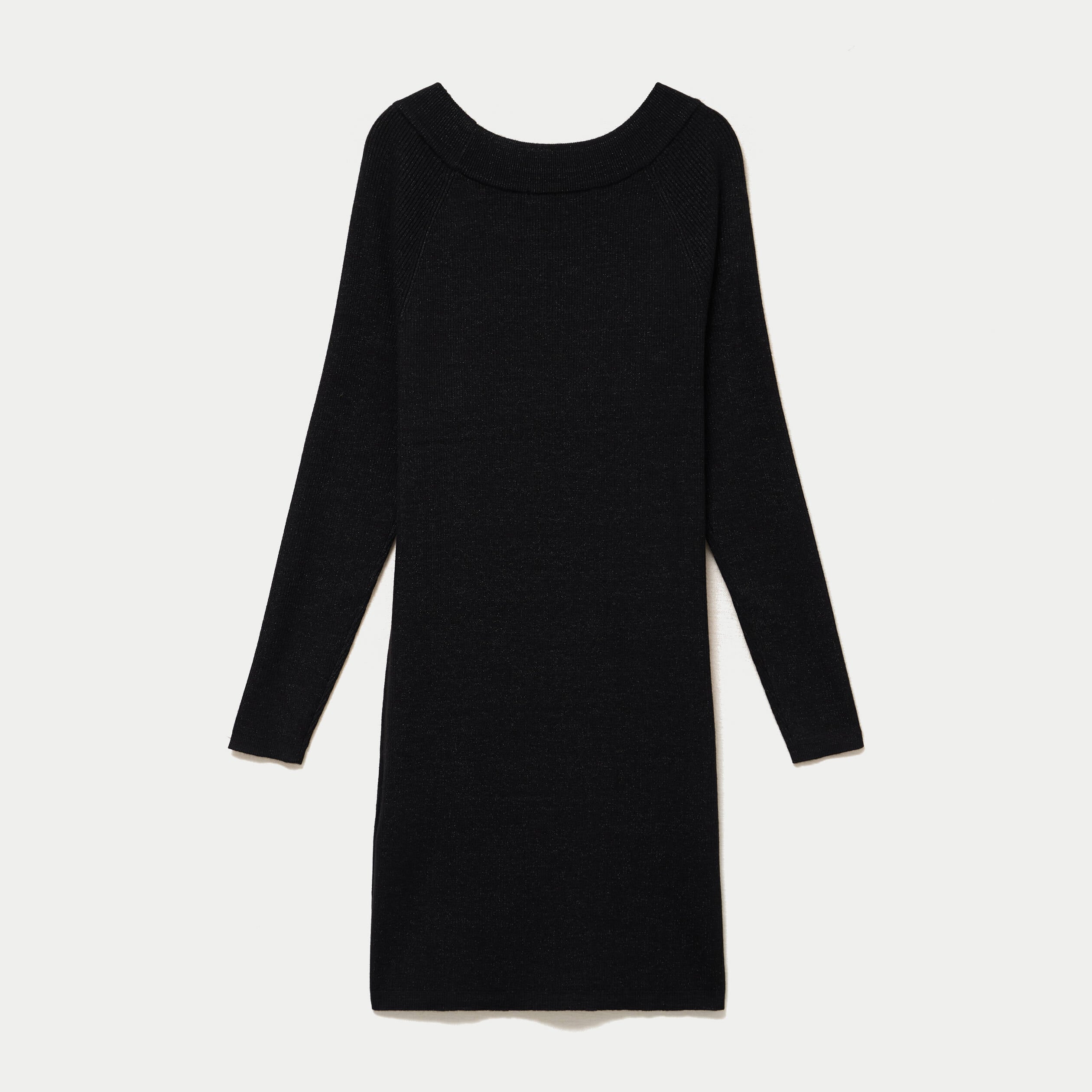 Robe pull ajust&eacute;e manches longues noir femme