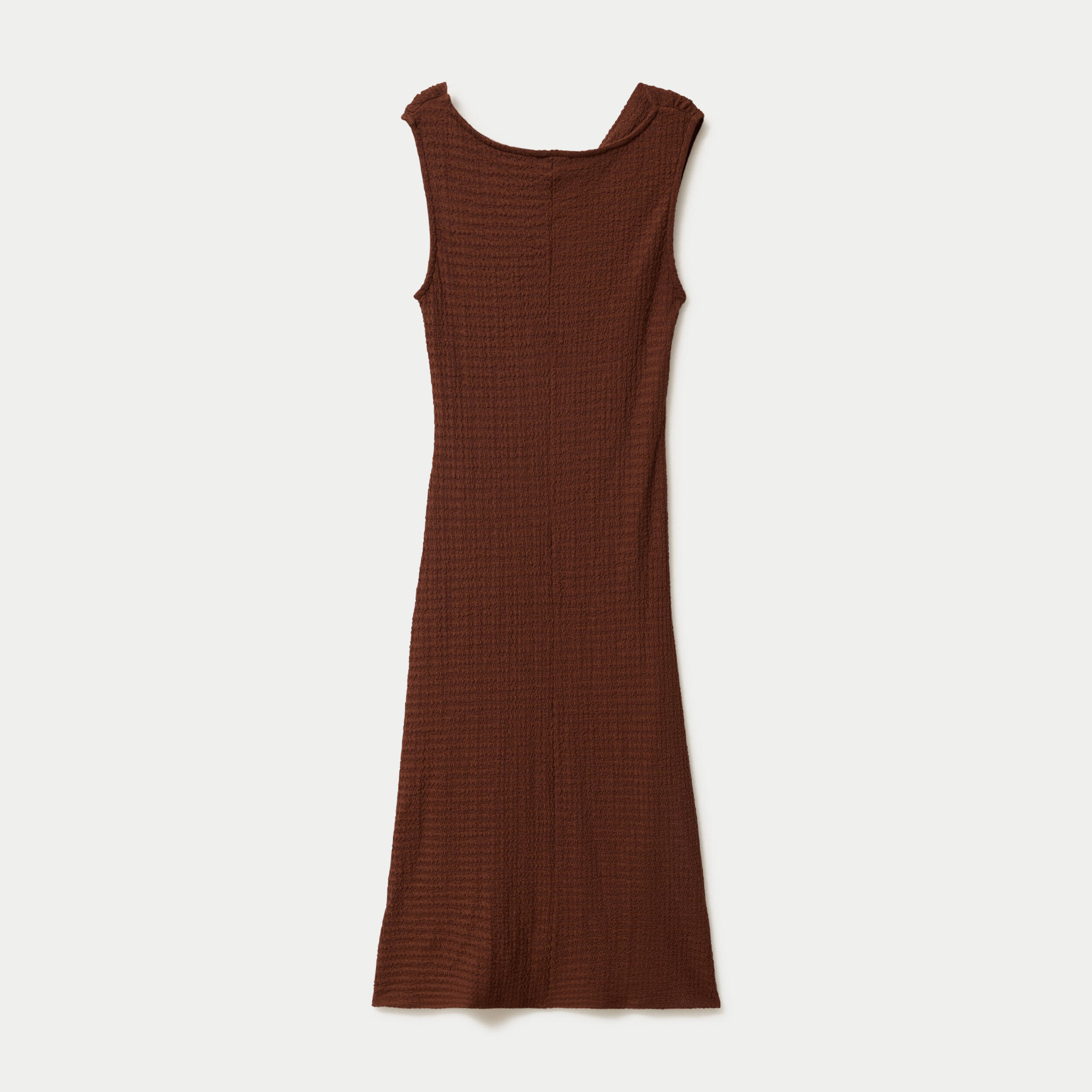 Robe midi droite sans manches en maille marron femme