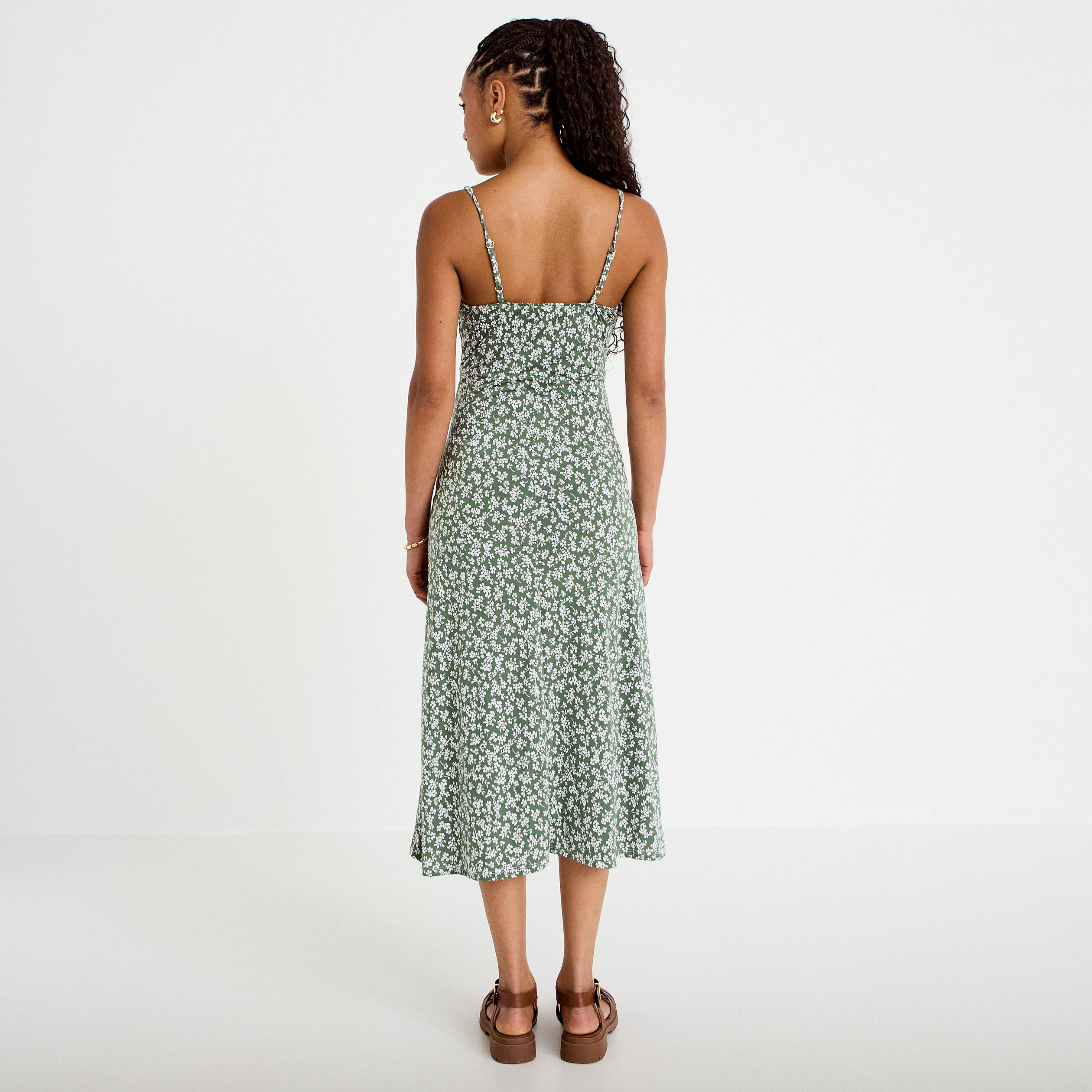 Robe longue ajust&eacute;e vert femme