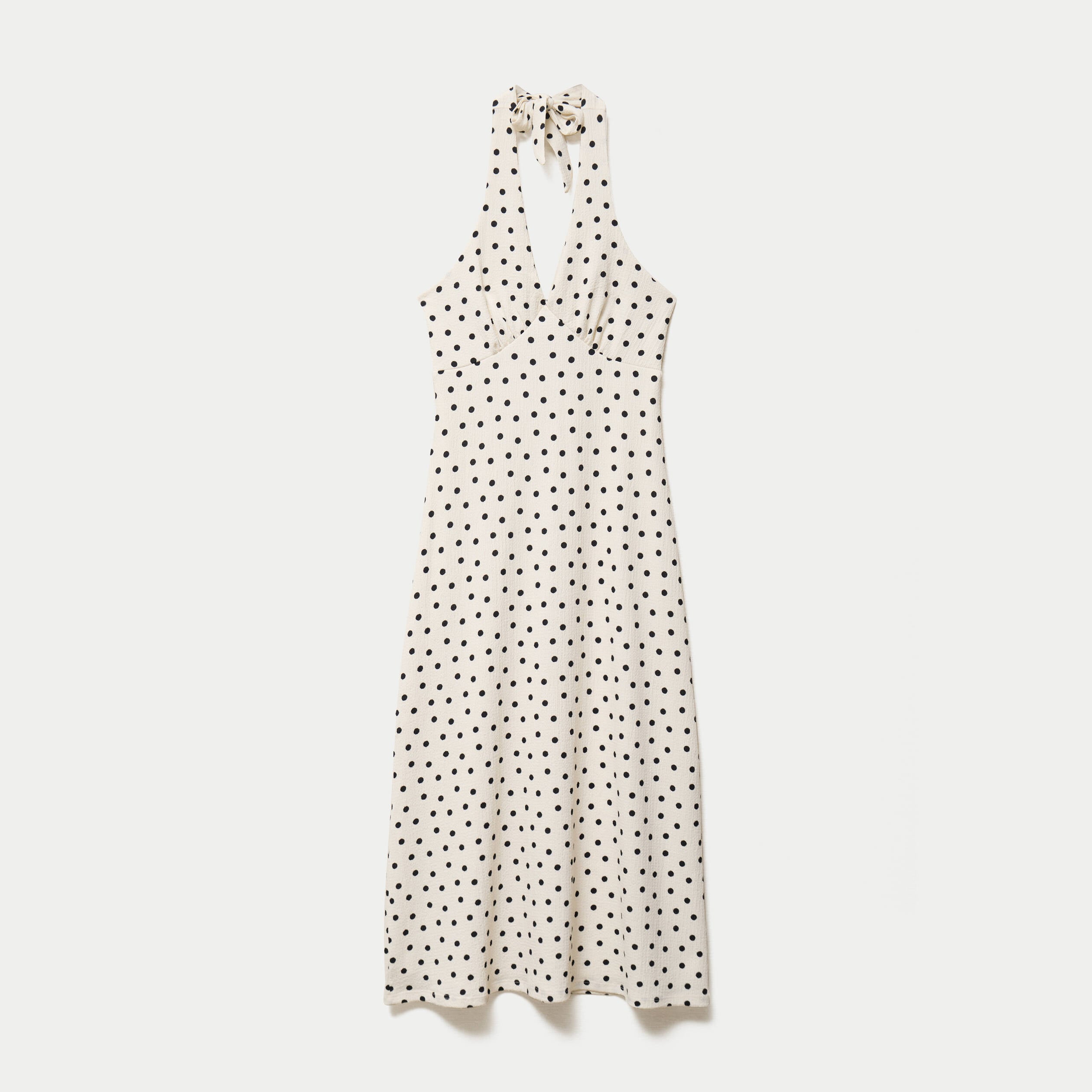 Robe &eacute;vas&eacute;e 3/4 sans manches col v beige clair femme