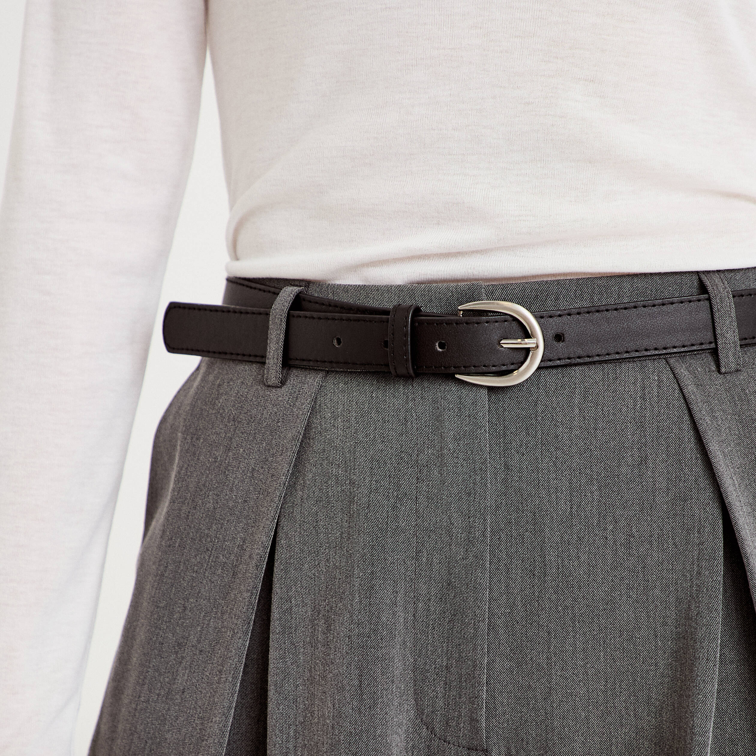 Pantalon bootcut ceinture amovible gris clair femme