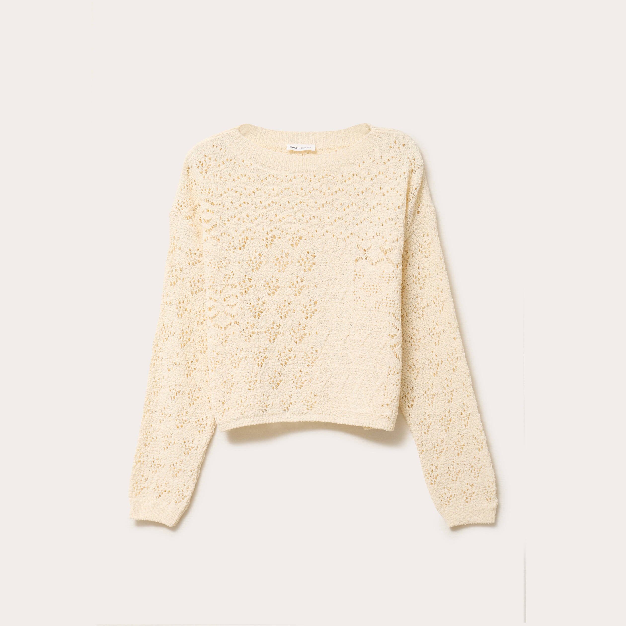Pull manches longues ecru femme