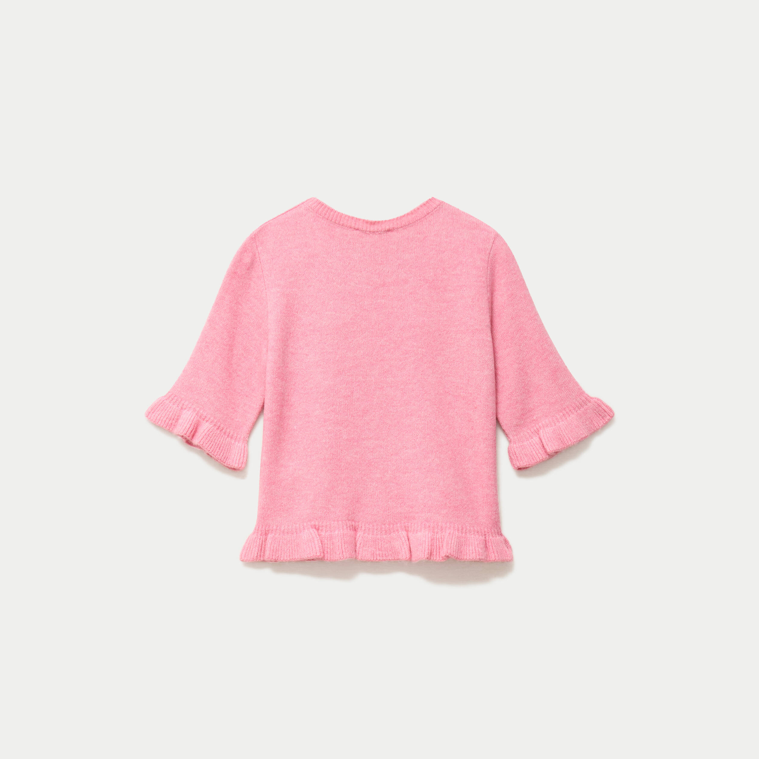 Pull col rond manches courtes rose clair femme
