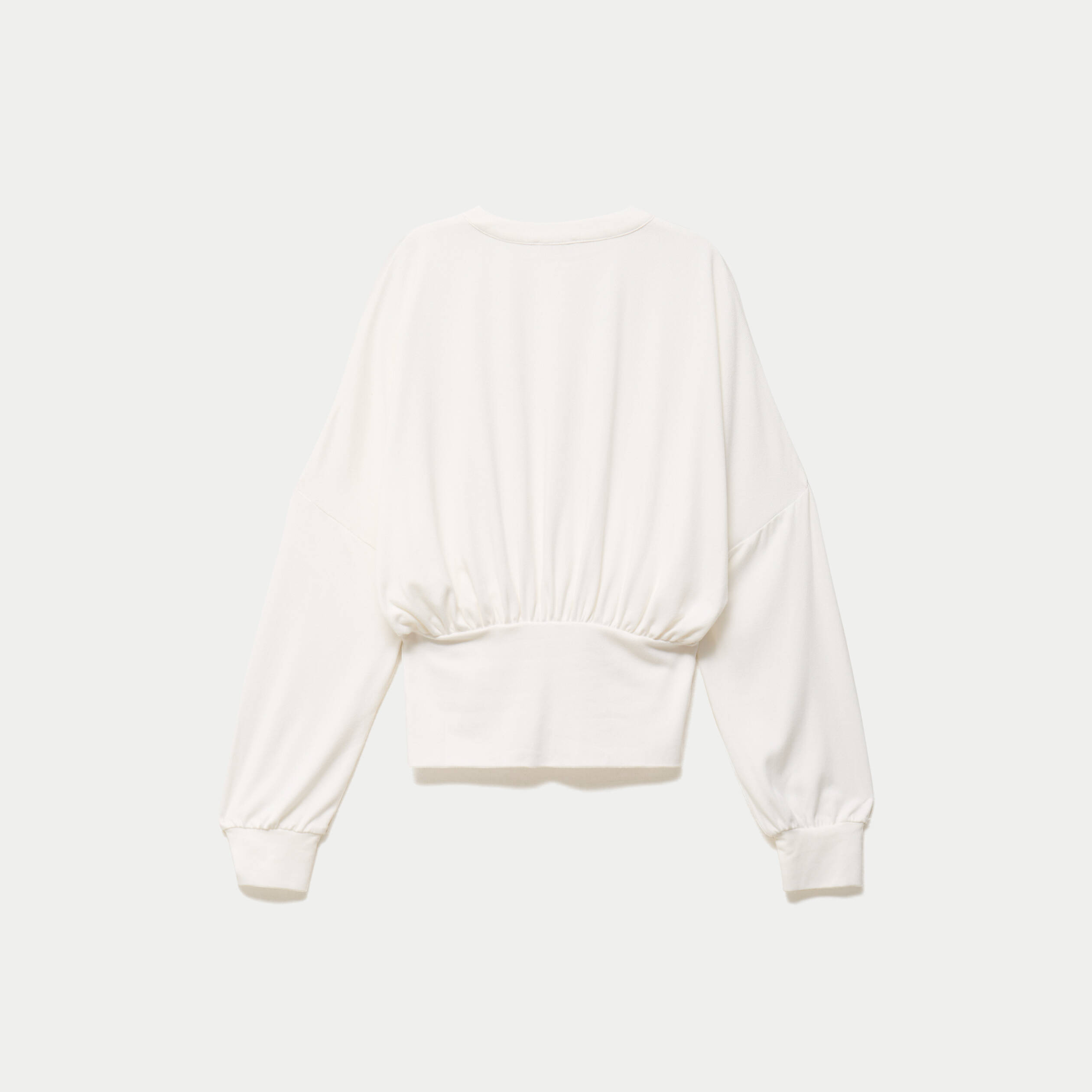 Gilet bas resserr&eacute; manches longues ecru femme