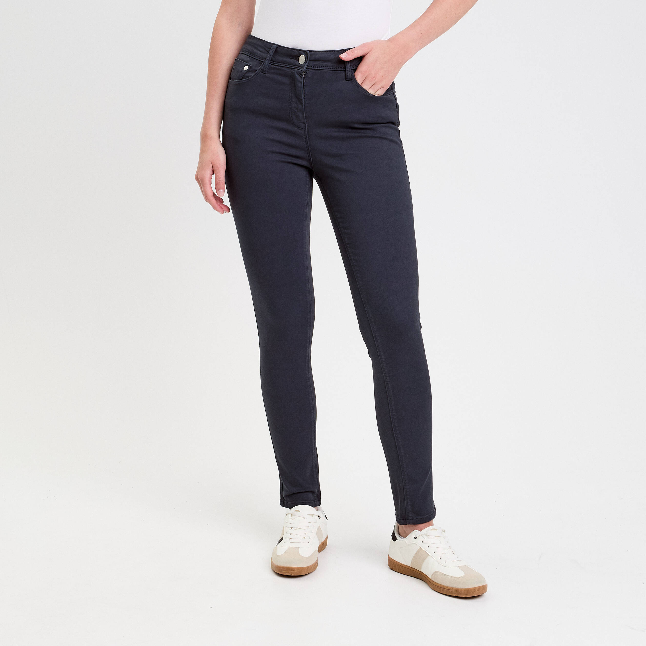 Jeans slim 5 poches bleu marine femme