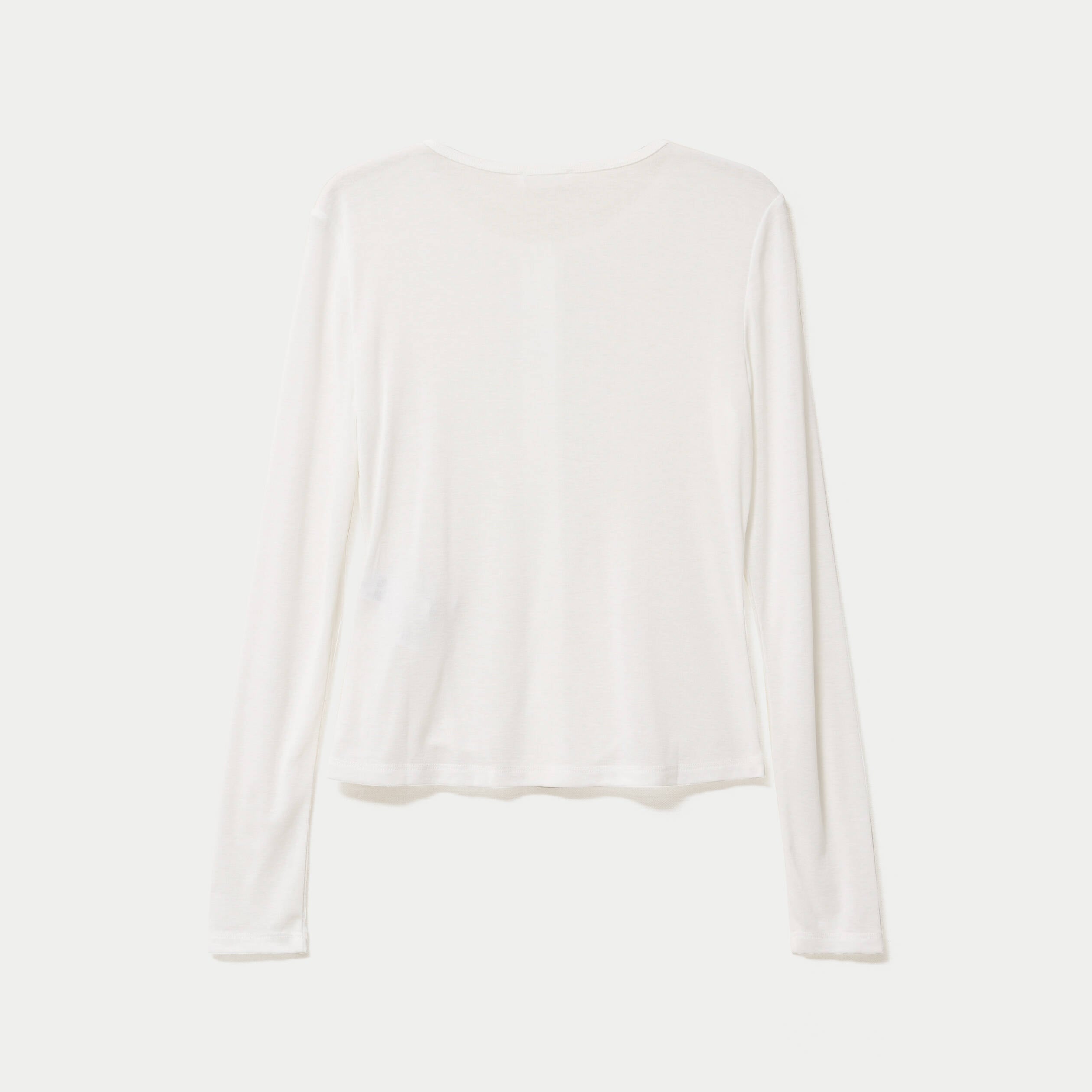 Gilet ajust&eacute; col rond manches longues ecru femme