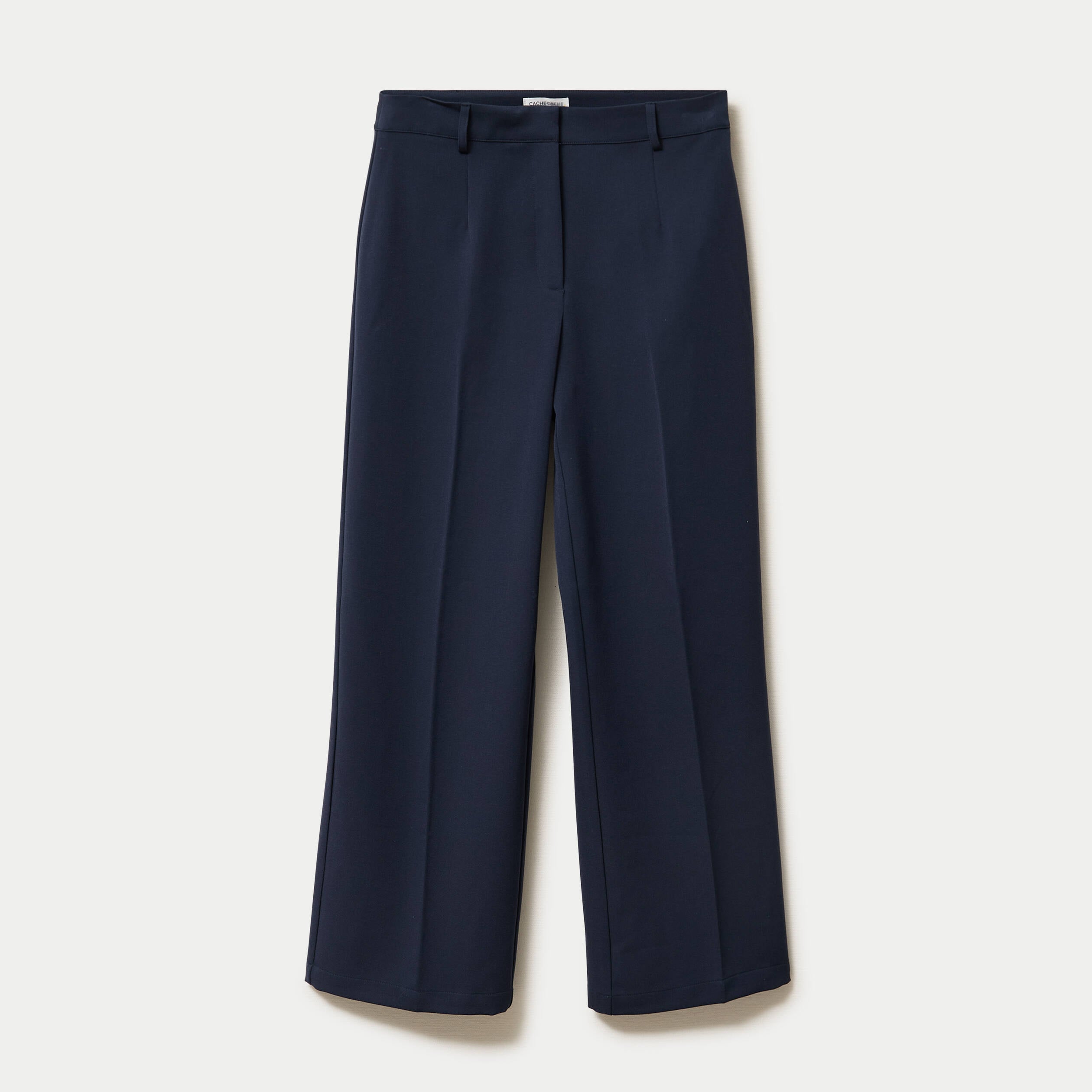 Pantalon bootcut taille haute bleu marine femme