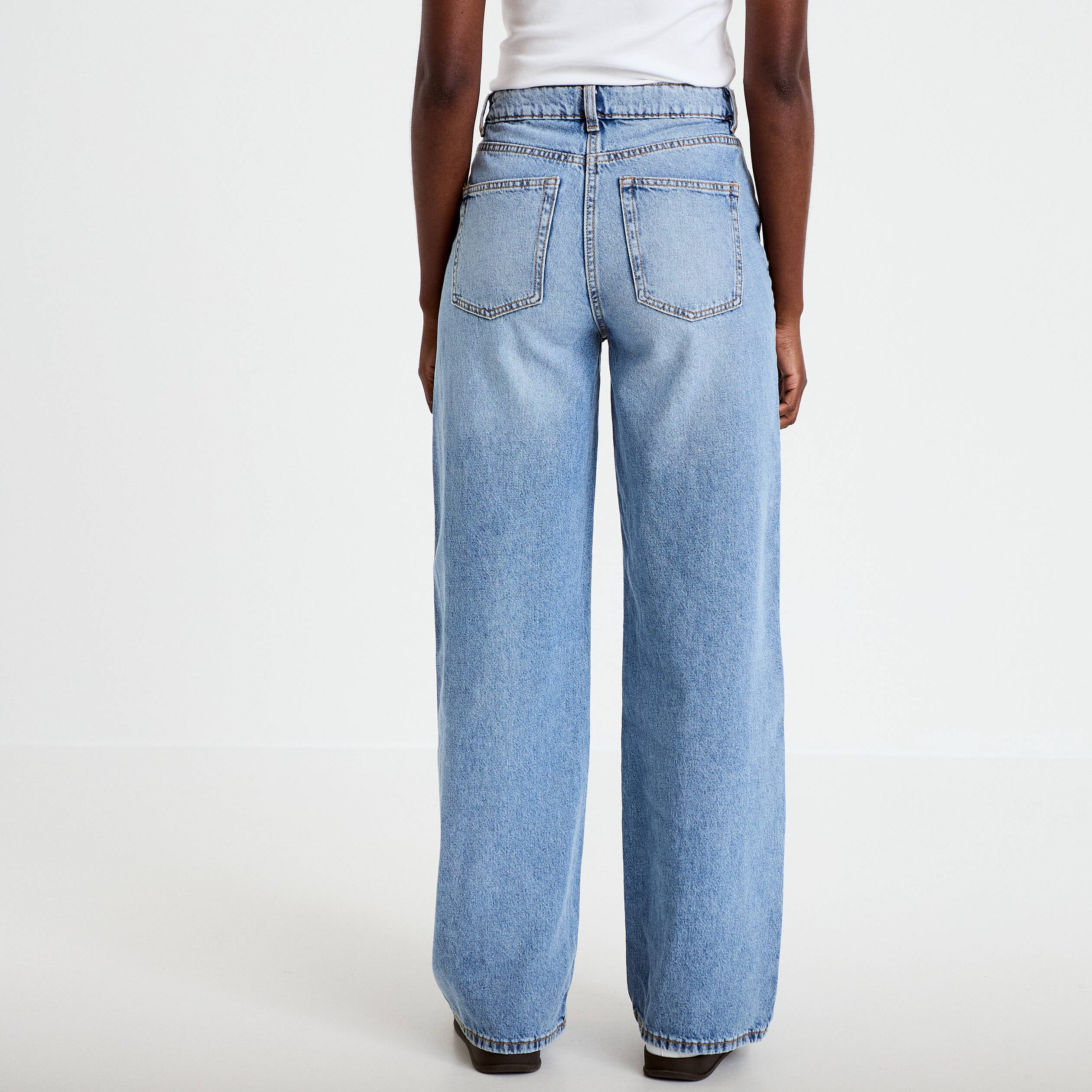 Jeans wide leg taille haute denim double stone femme