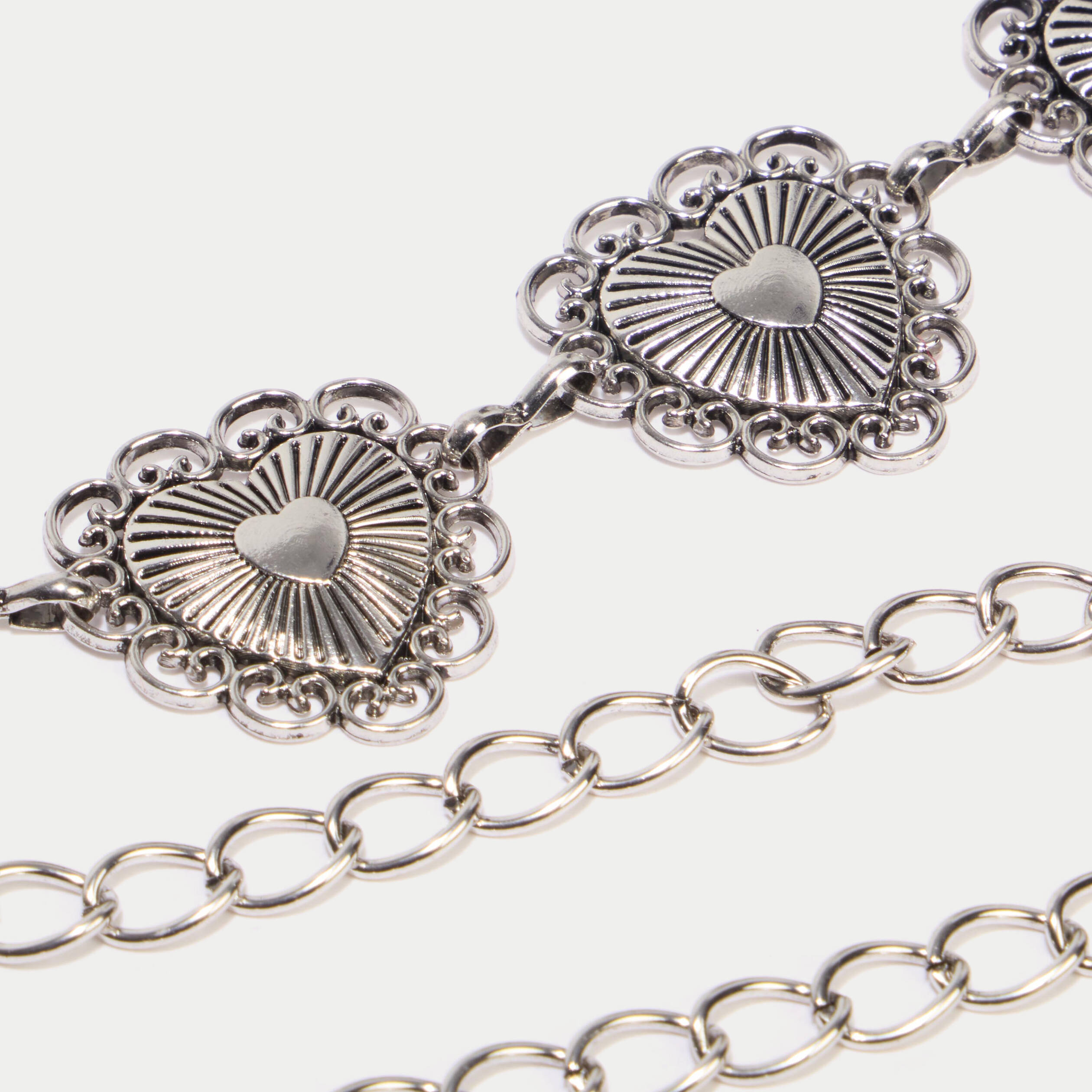 Ceinture fine avec cha&icirc;ne gris argent femme