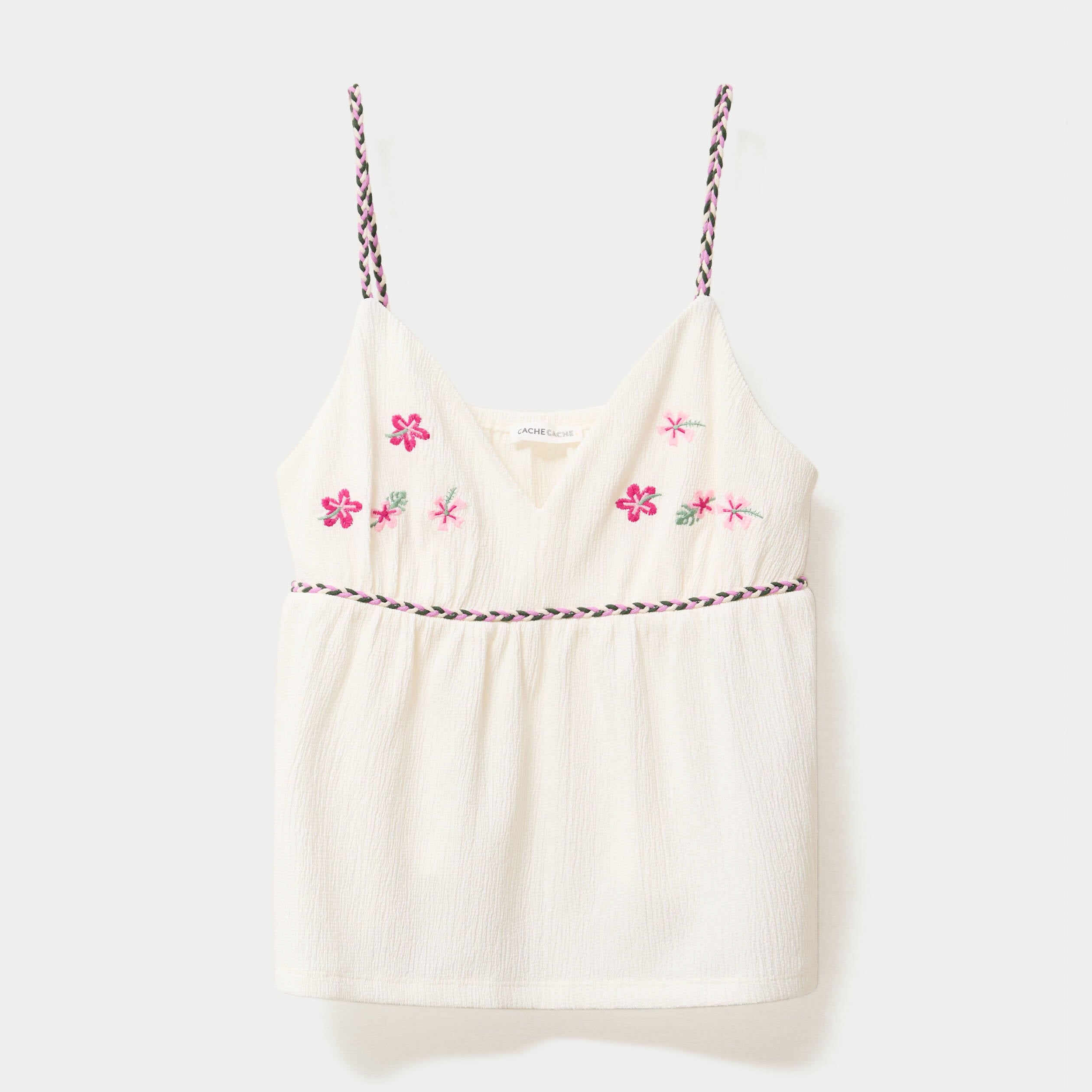 D&eacute;bardeur ajust&eacute; d&eacute;tail broderie ecru femme