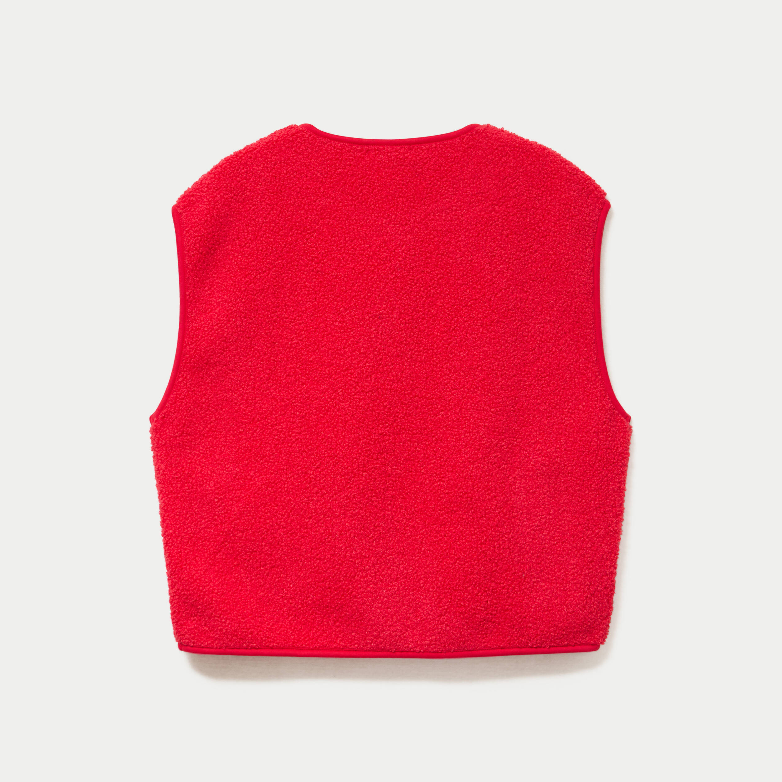 Gilet sans manches fausse fourrure rouge femme