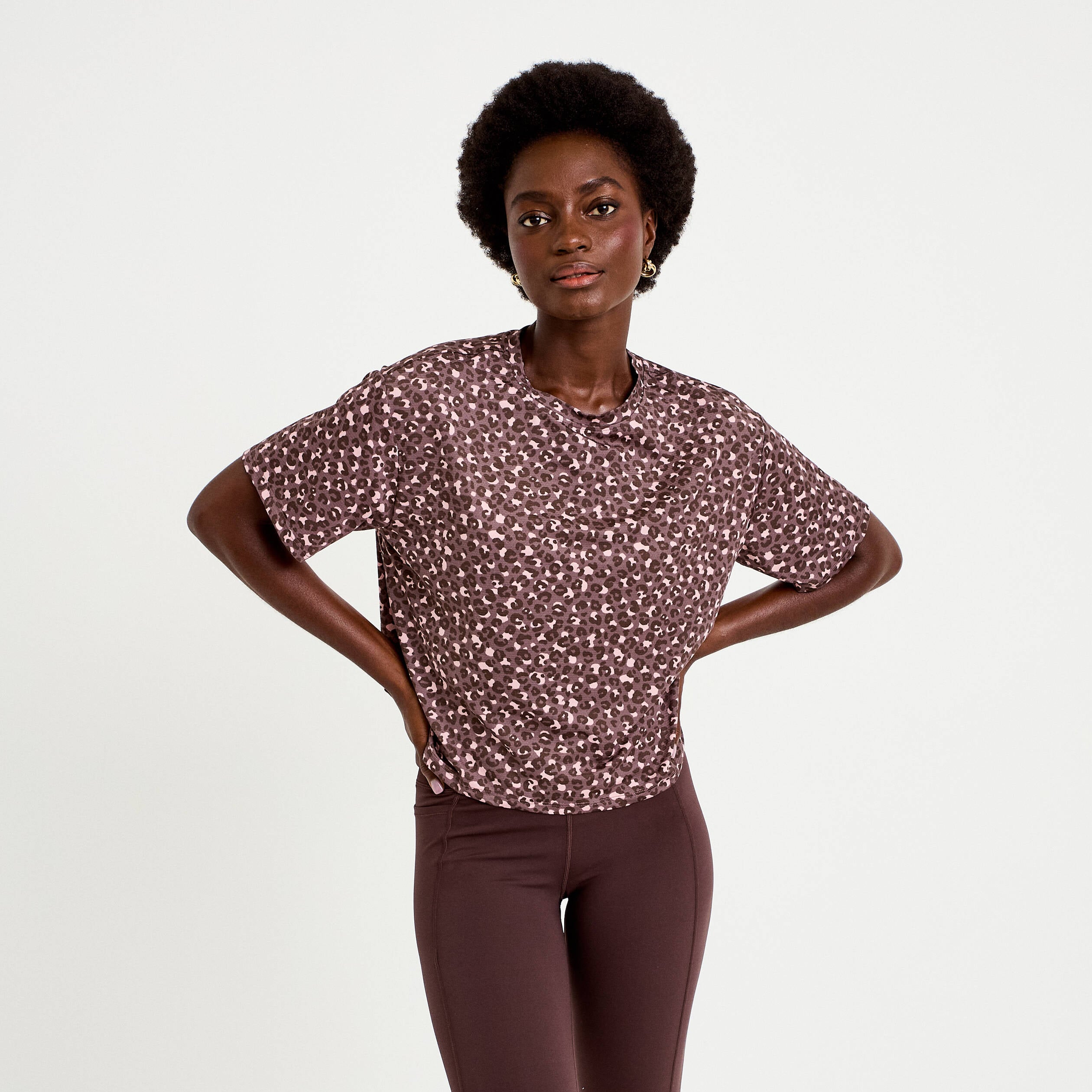 T-shirt col rond manches courtes violet femme