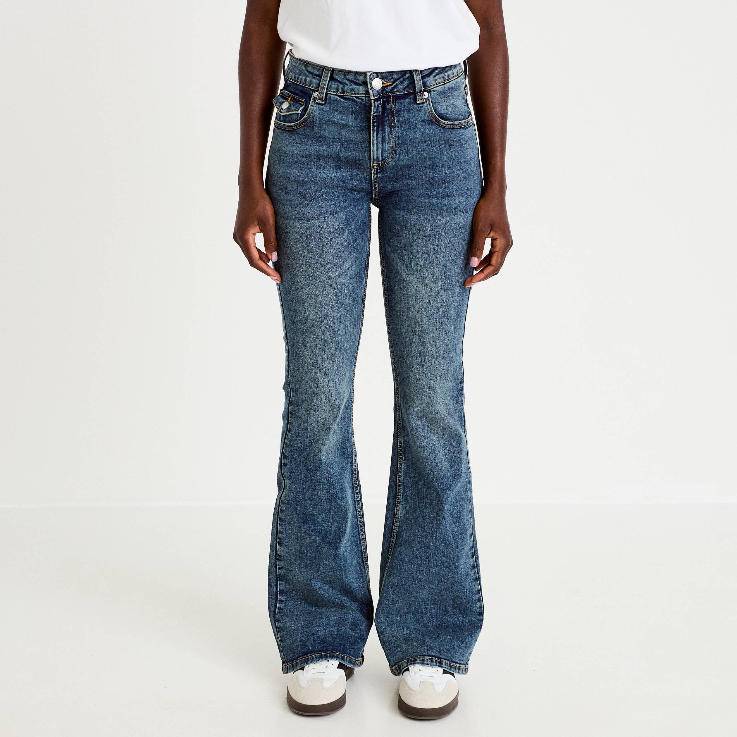 Jean bootcut taille basse denim dirty femme