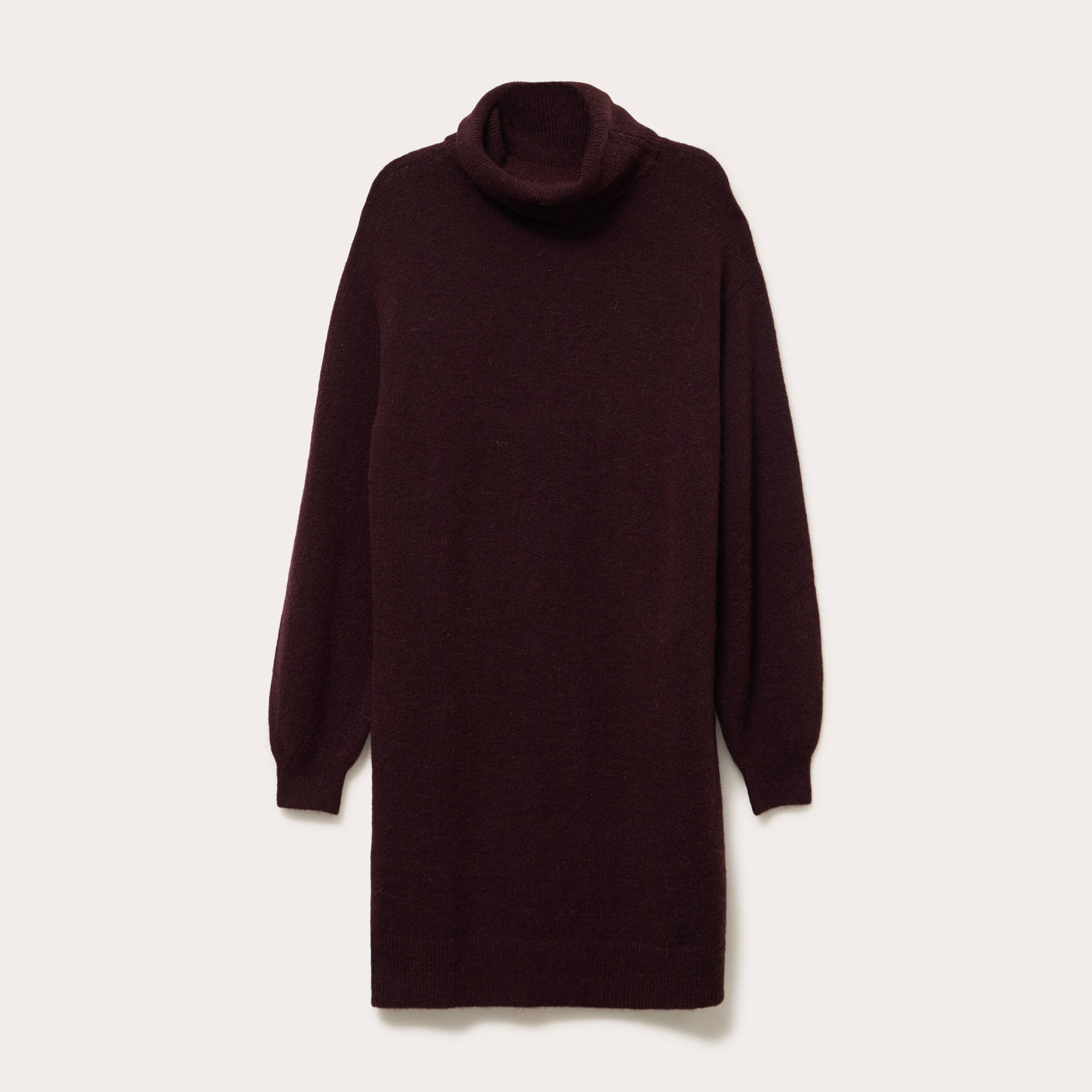 Robe pull col roul&eacute; rouge fonc&eacute; femme