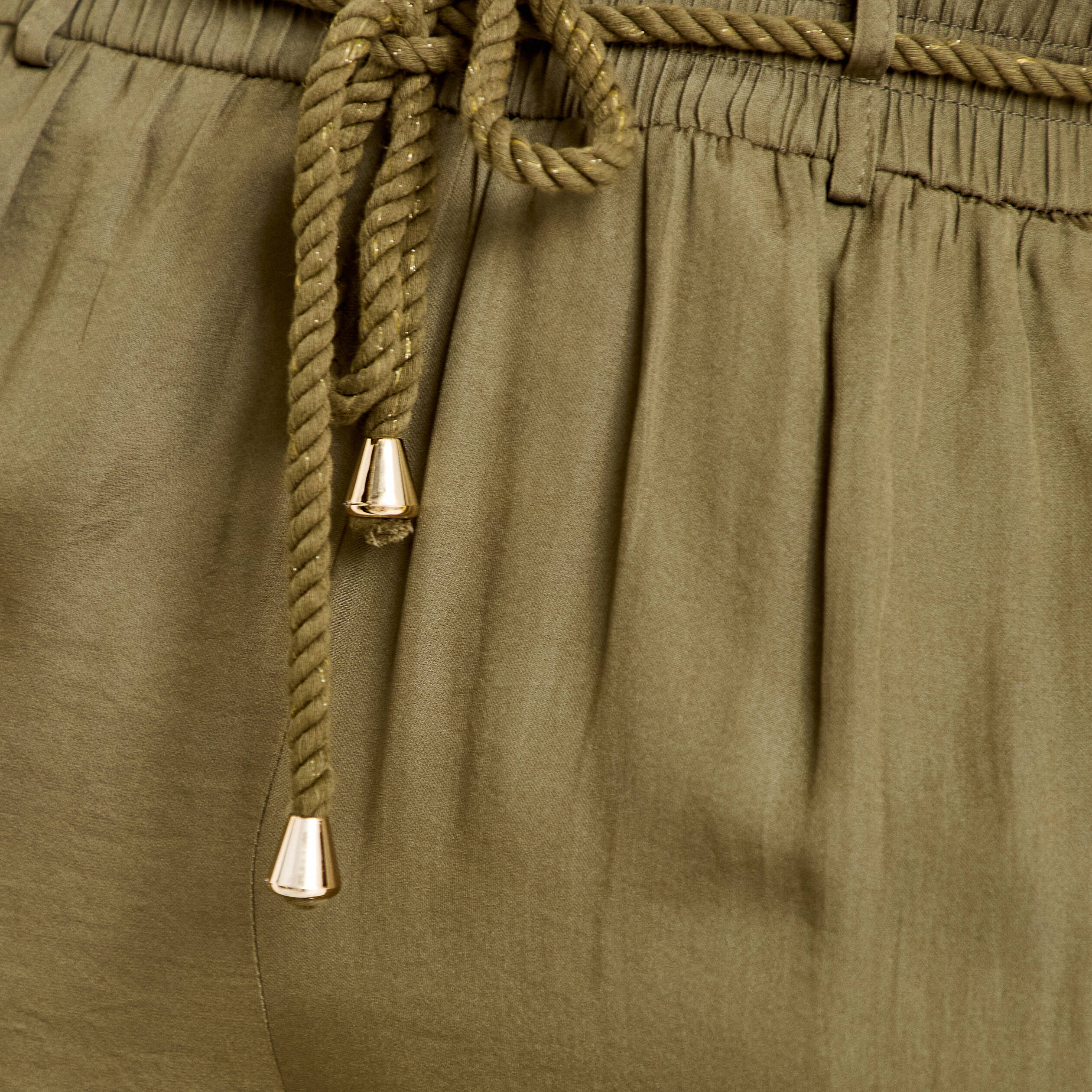 Pantalon large taille standard vert kaki femme