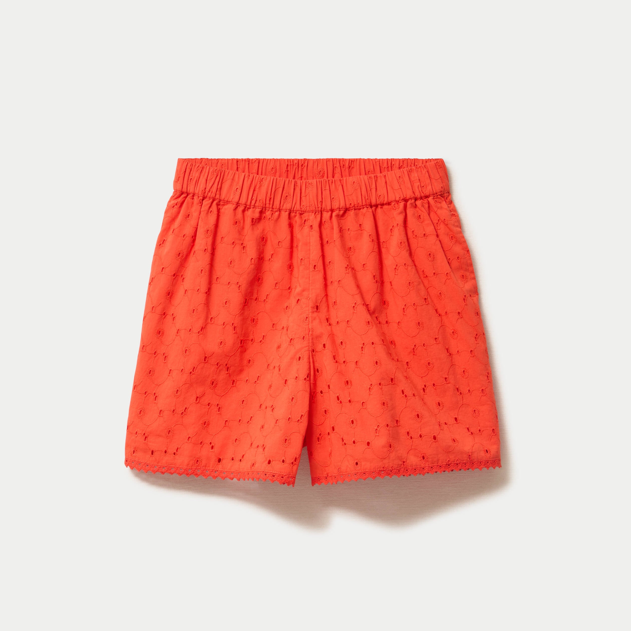 Short avec broderie orange fonc&eacute; femme