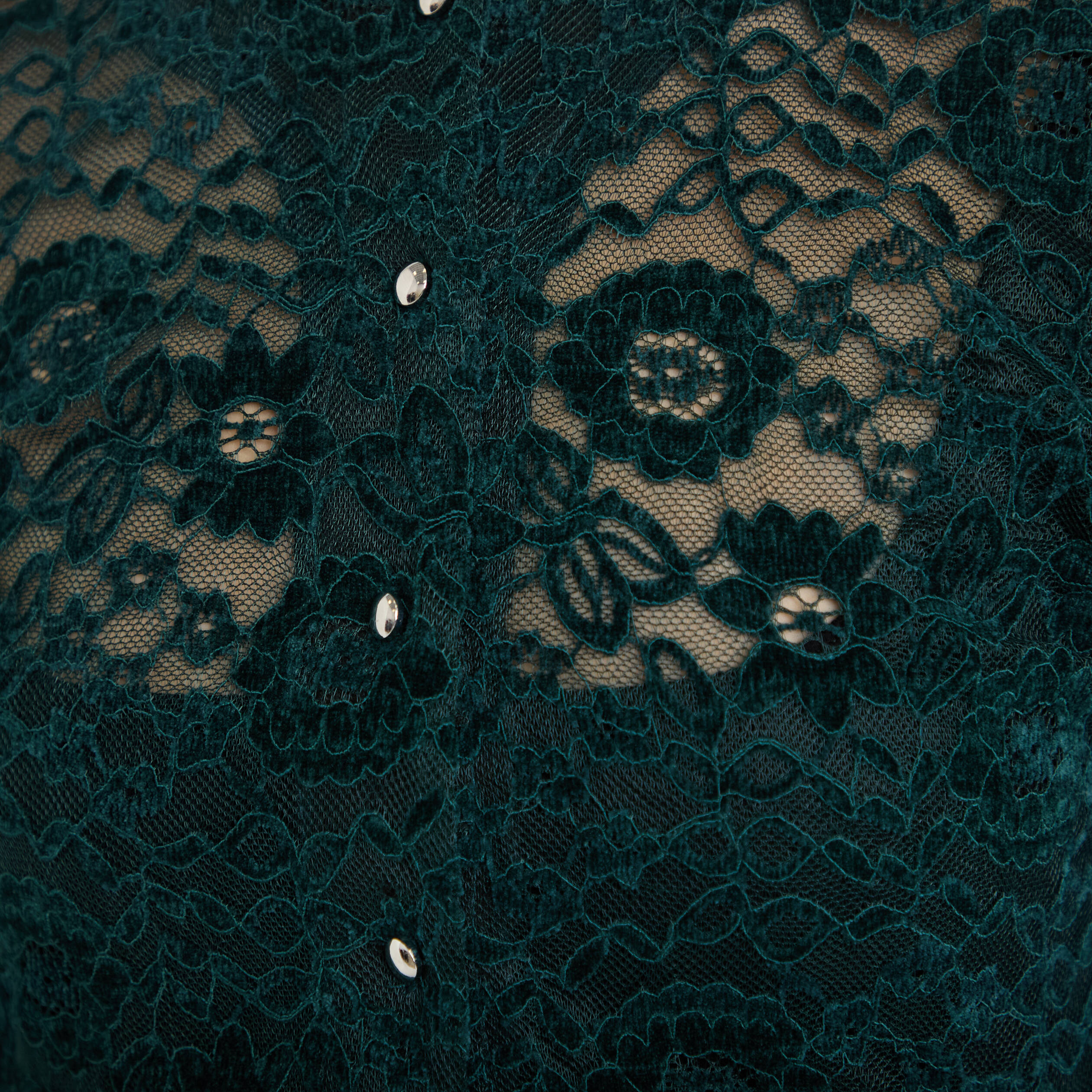 Blouse p&eacute;plum dentelle vert fonc&eacute; femme