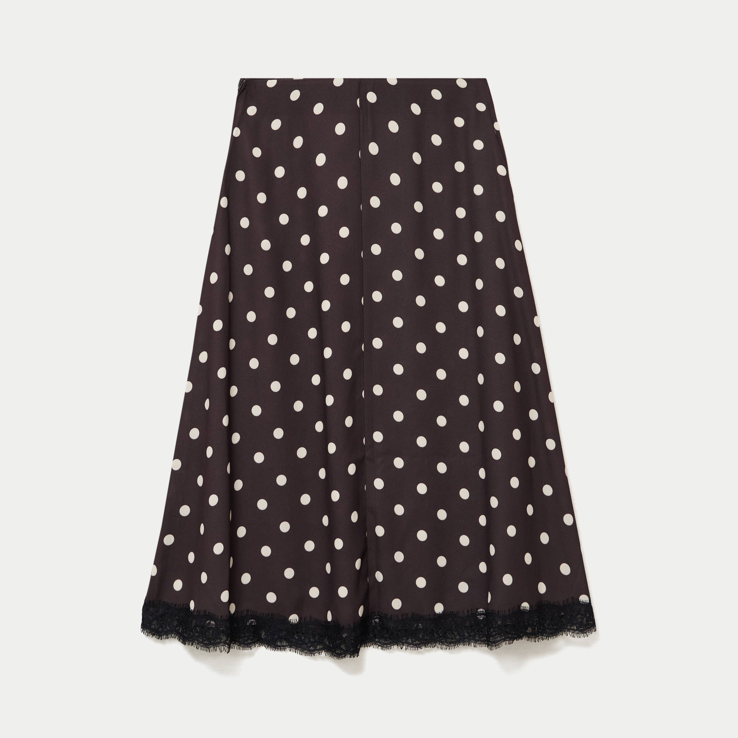 Jupe &eacute;vas&eacute;e 3/4 en dentelle marron femme
