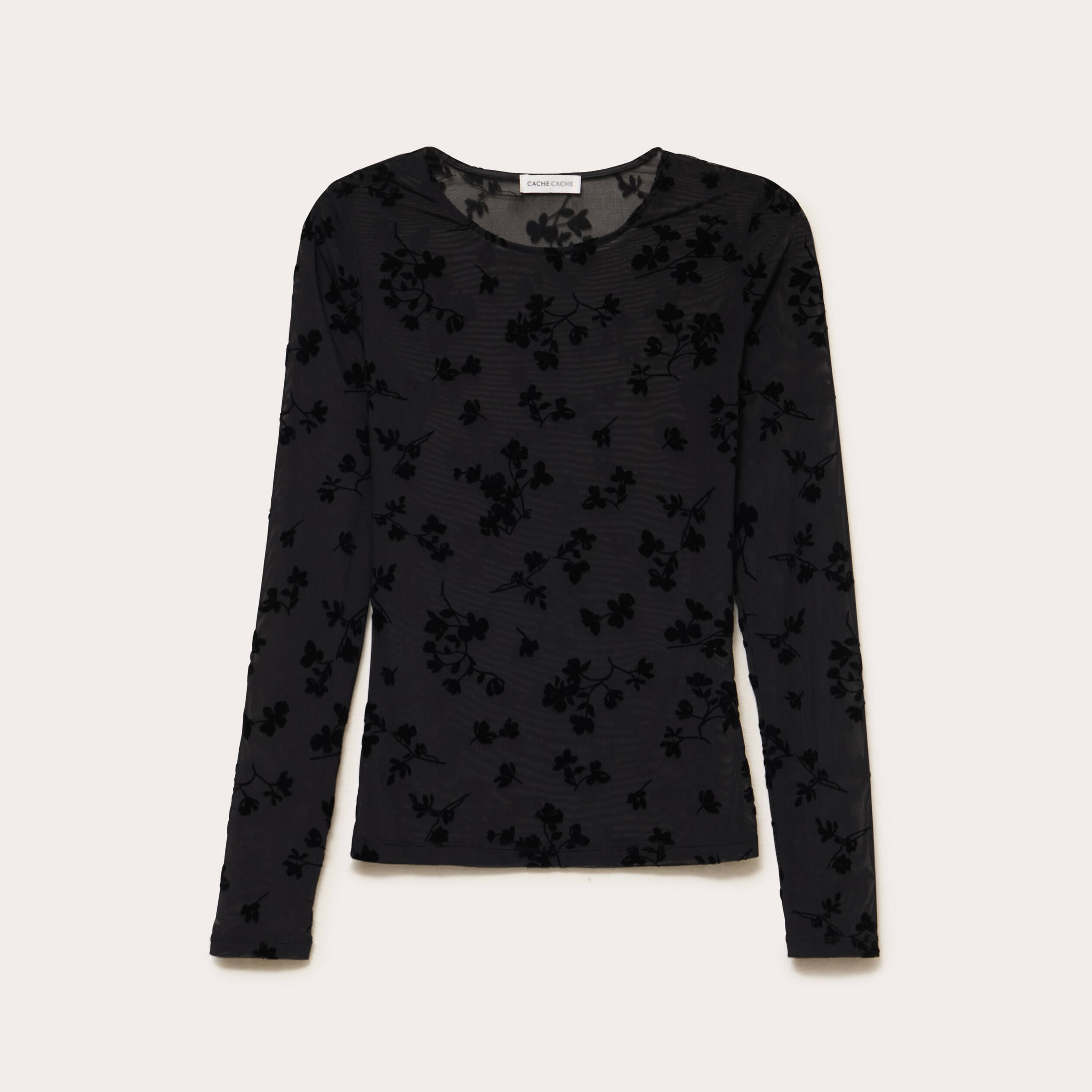 T-shirt ajust&eacute; manches longues noir femme