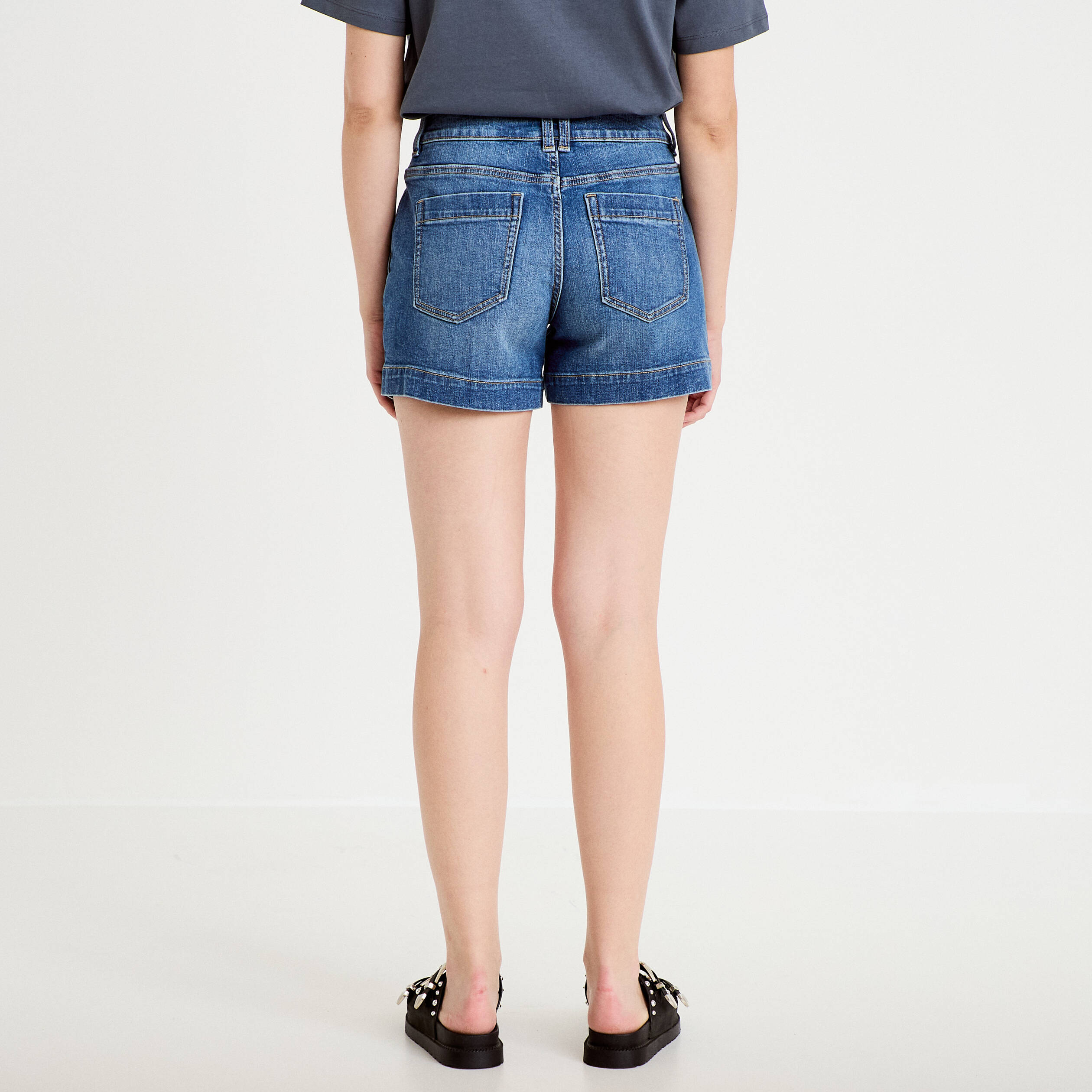 Short en jean denim double stone femme