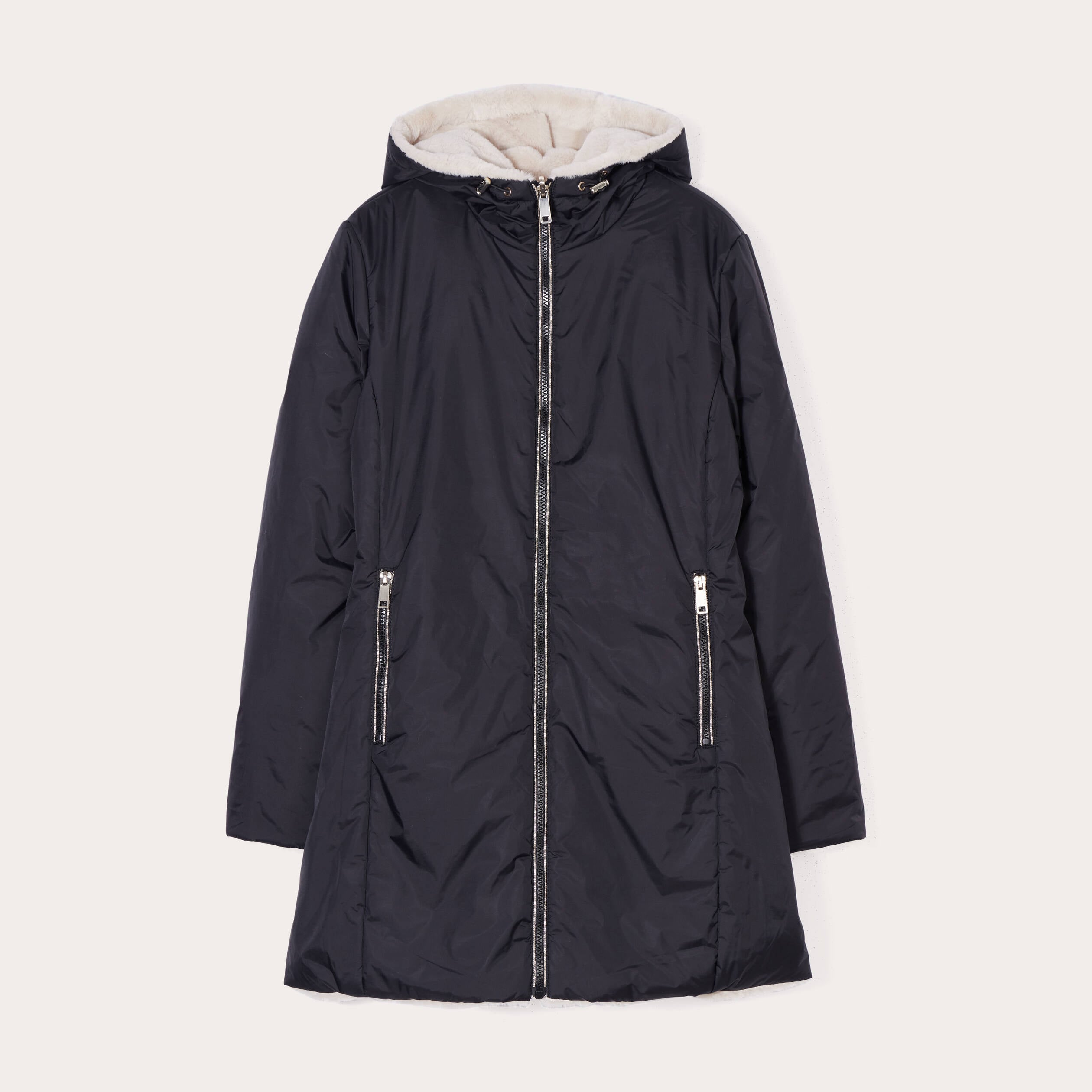 Parka r&eacute;versible &agrave; capuche noir femme