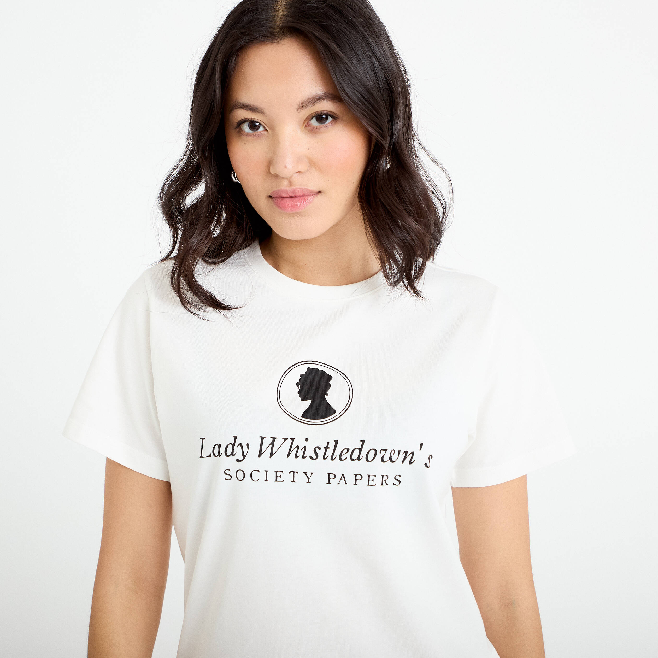 T-shirt col rond Bridgerton ecru femme