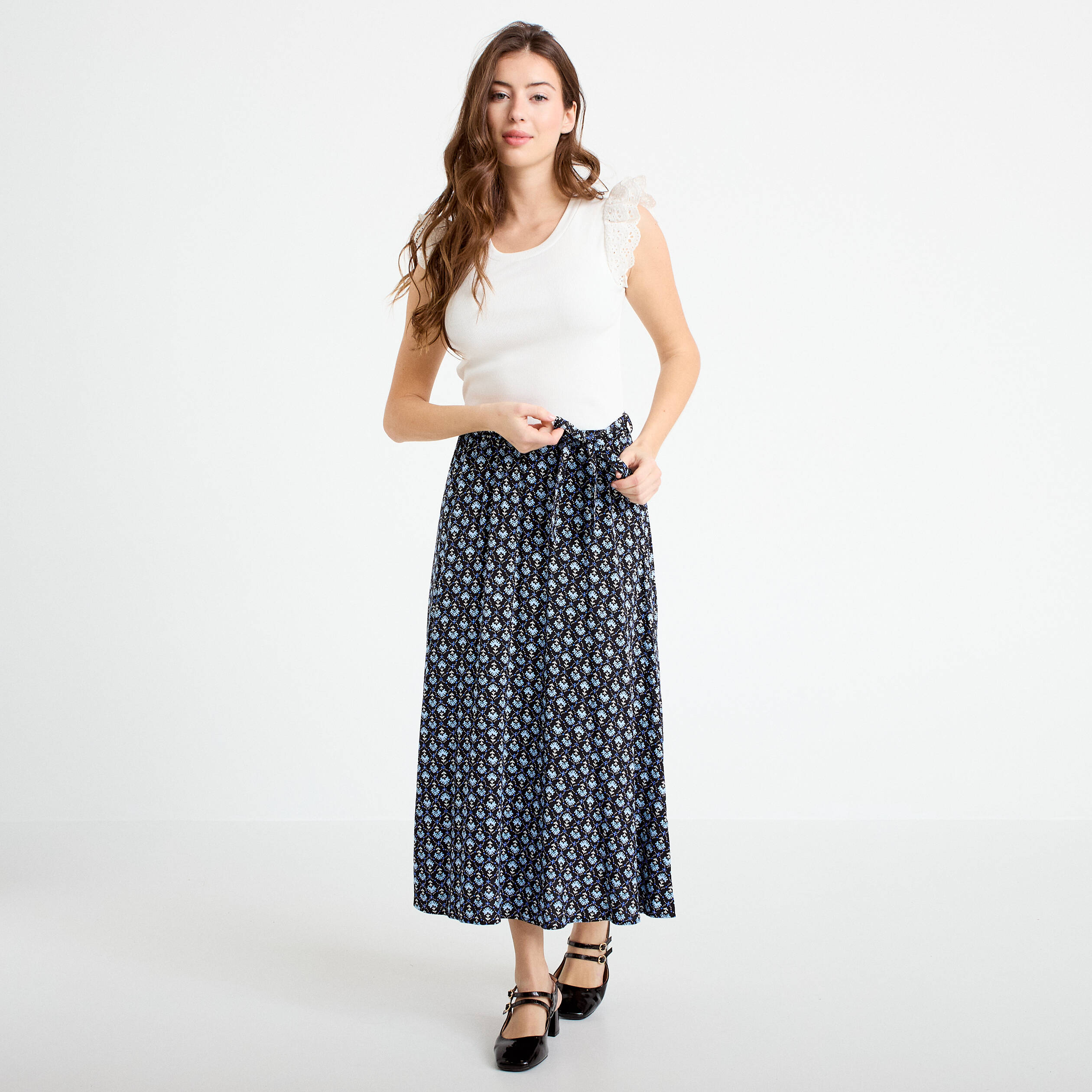 Robe bi-mati&egrave;re cintr&eacute;e noir femme
