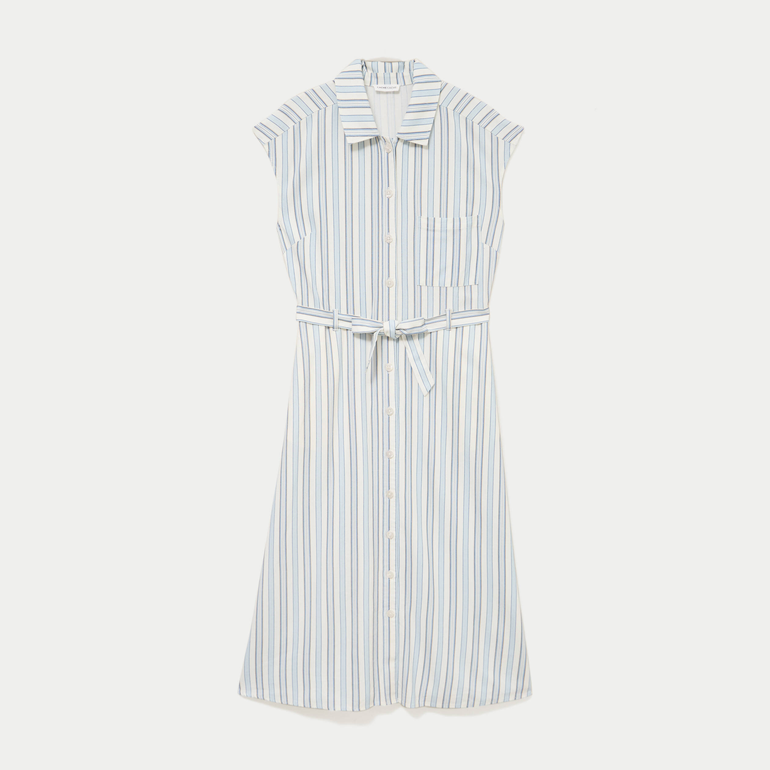 Robe midi &eacute;vas&eacute;e manches tr&egrave;s courtes blanc femme