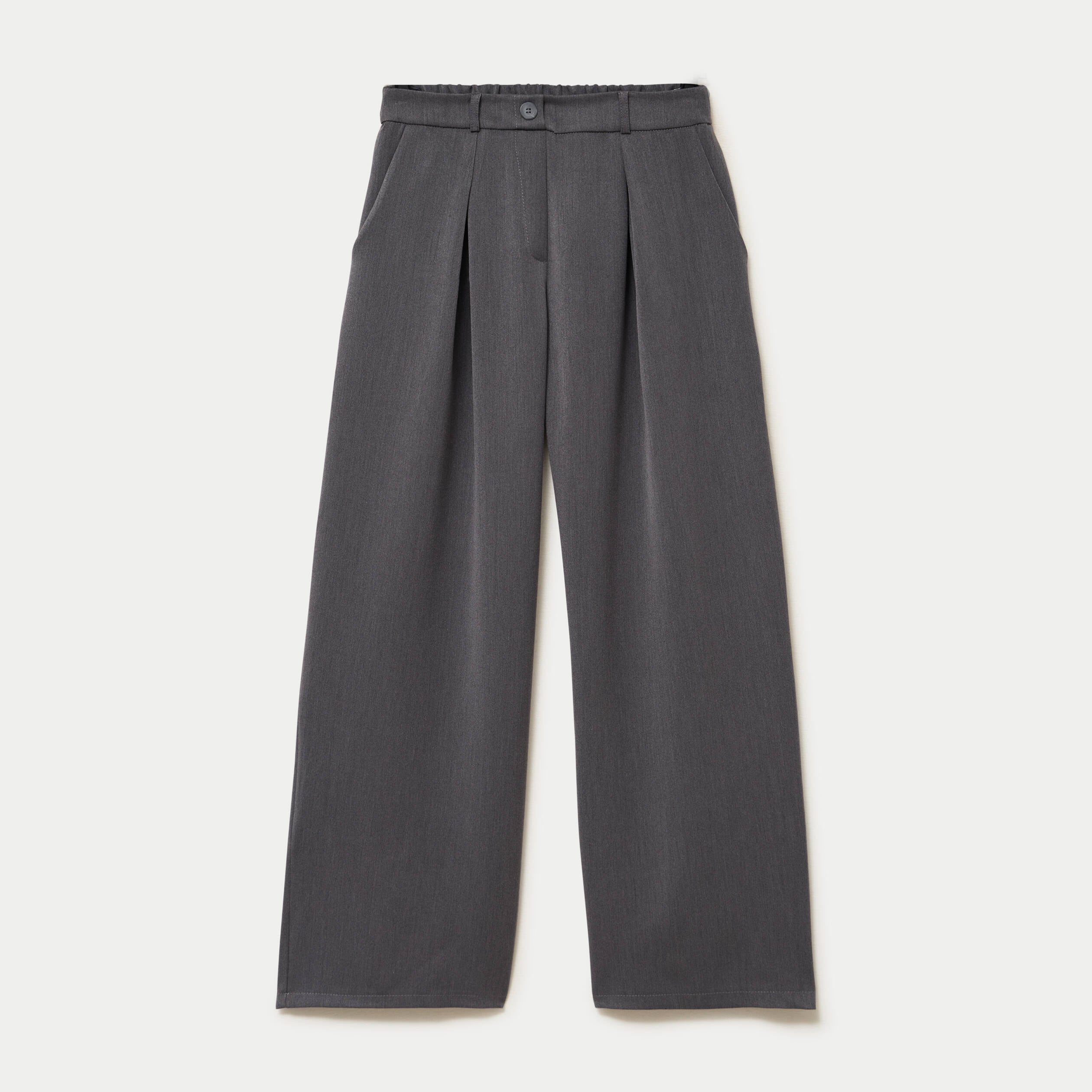 Pantalon large taille haute gris fonc&eacute; femme