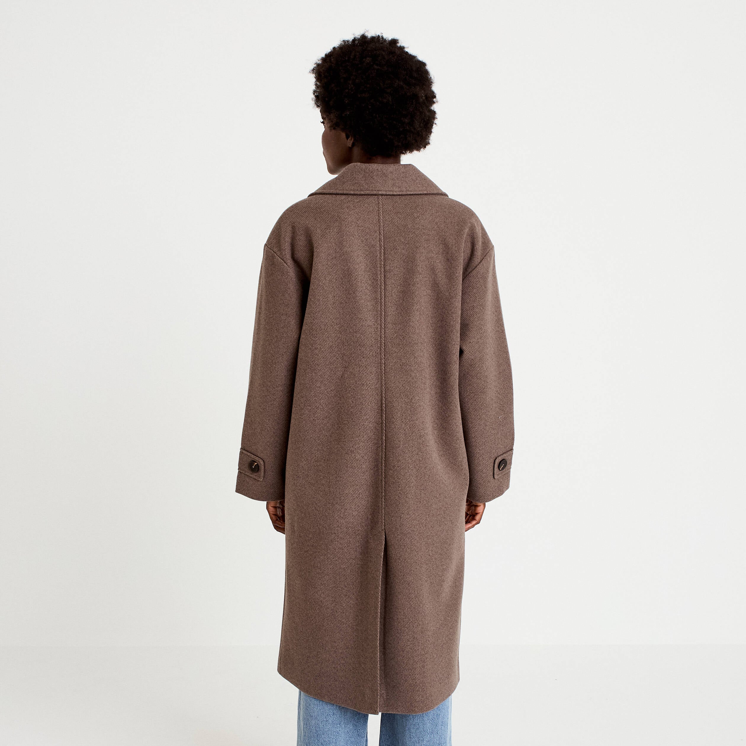 Manteau oversize manches longues taupe femme
