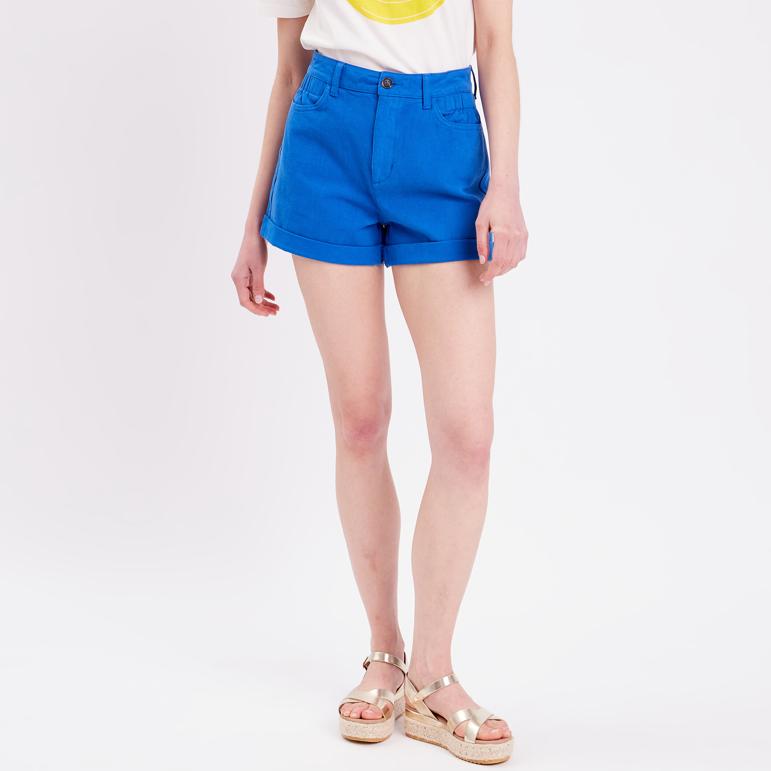 Short &agrave; ourlets bleu roi femme