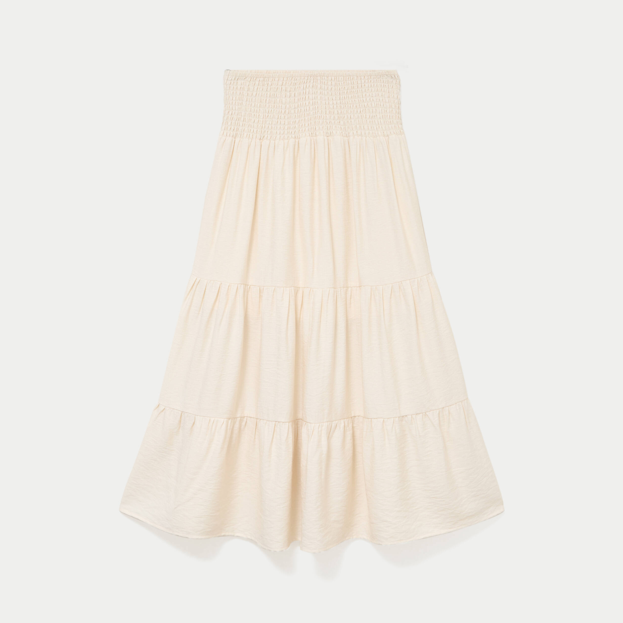 Jupon &eacute;vas&eacute; taille haute ecru femme