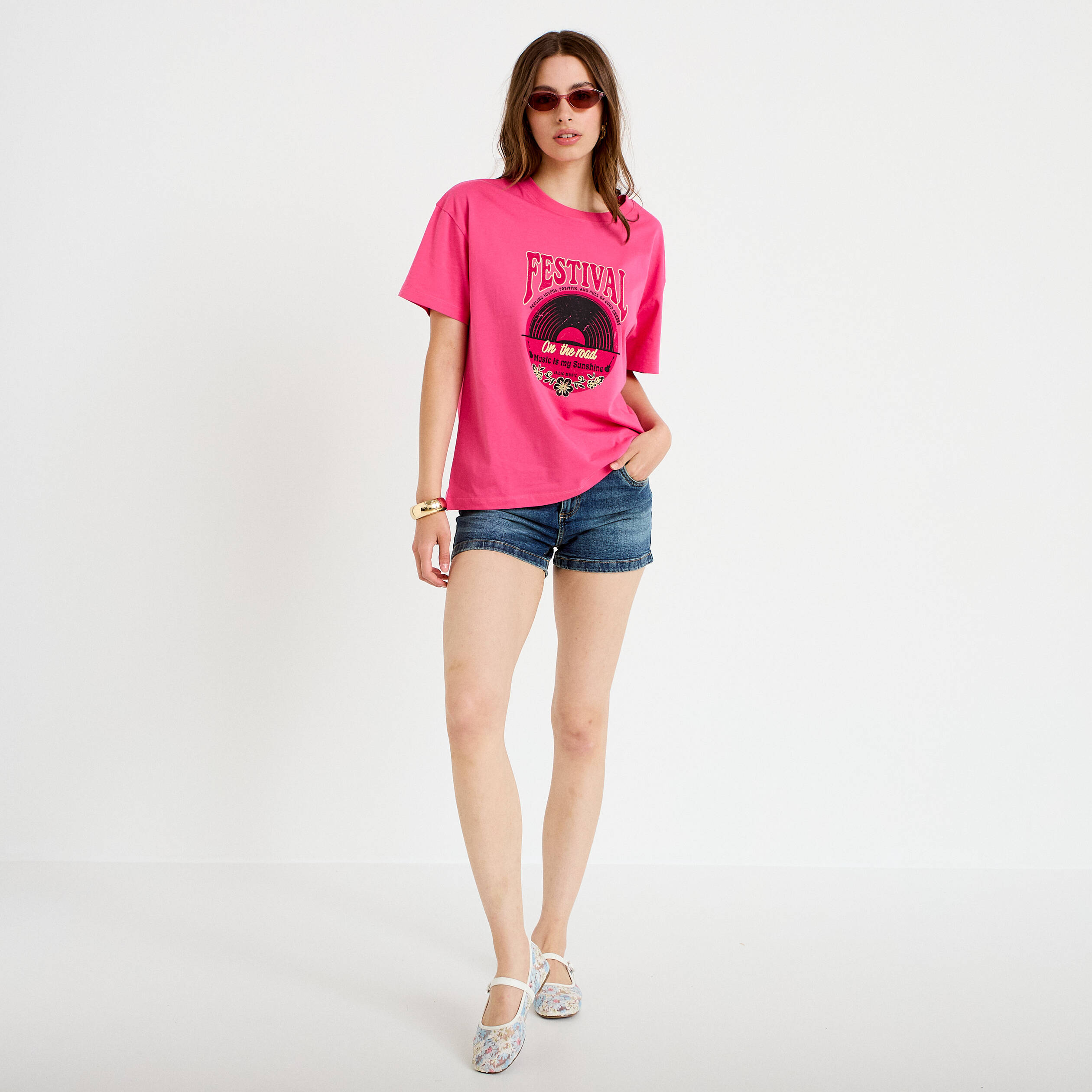 Short slim cigarette en jean stretch denim dirty femme