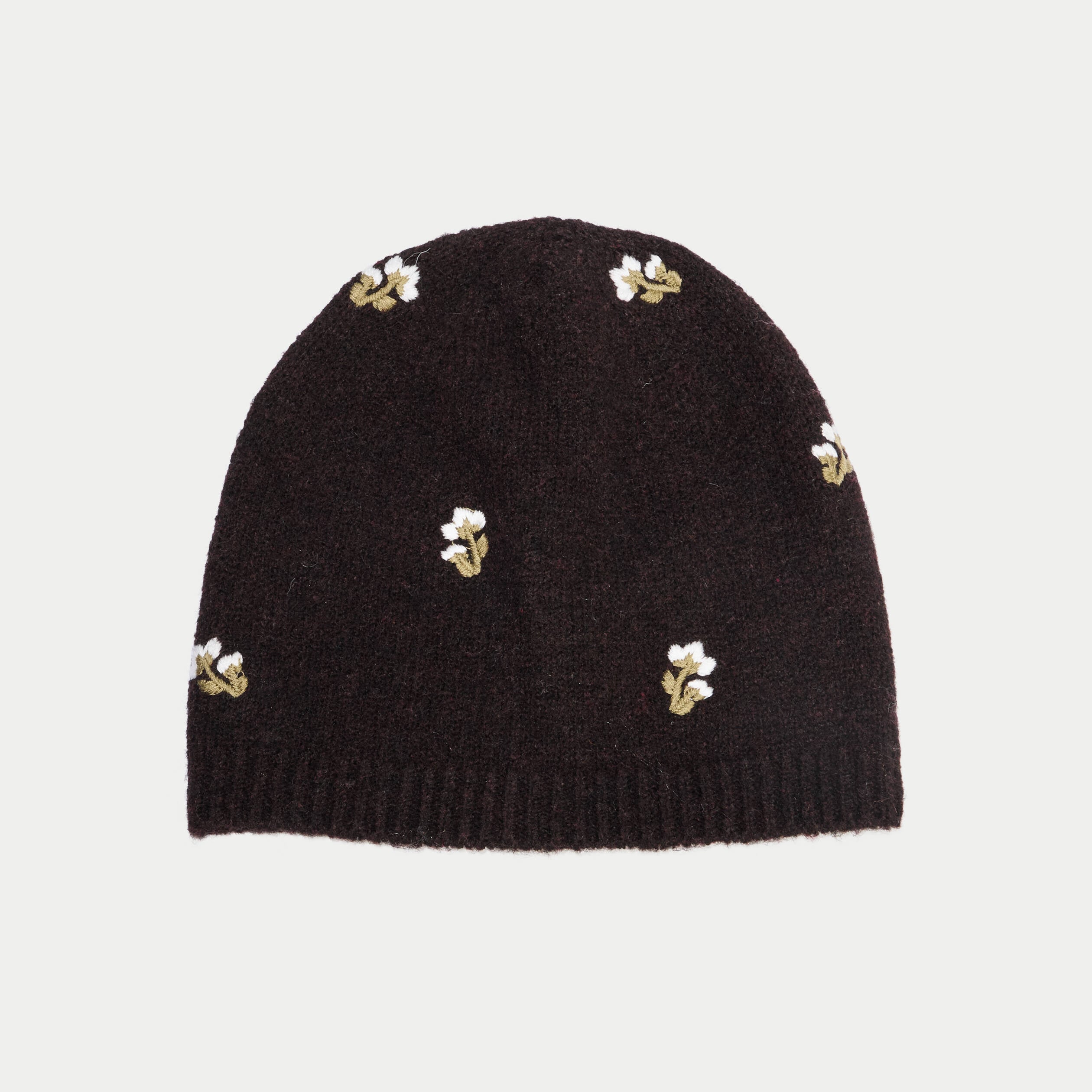 Bonnet avec broderie marron fonc&eacute; femme