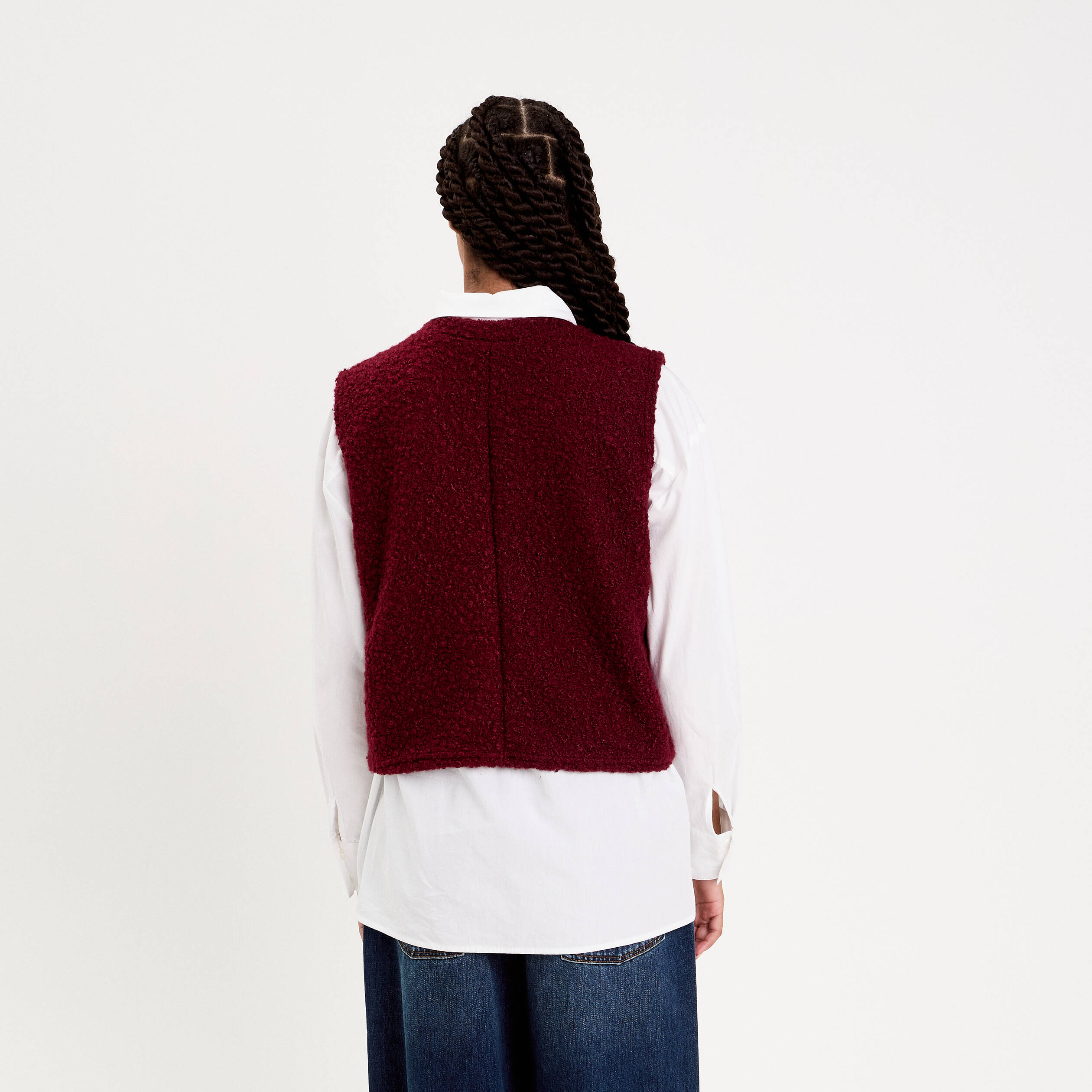 Pull sans manches violet fonc&eacute; femme