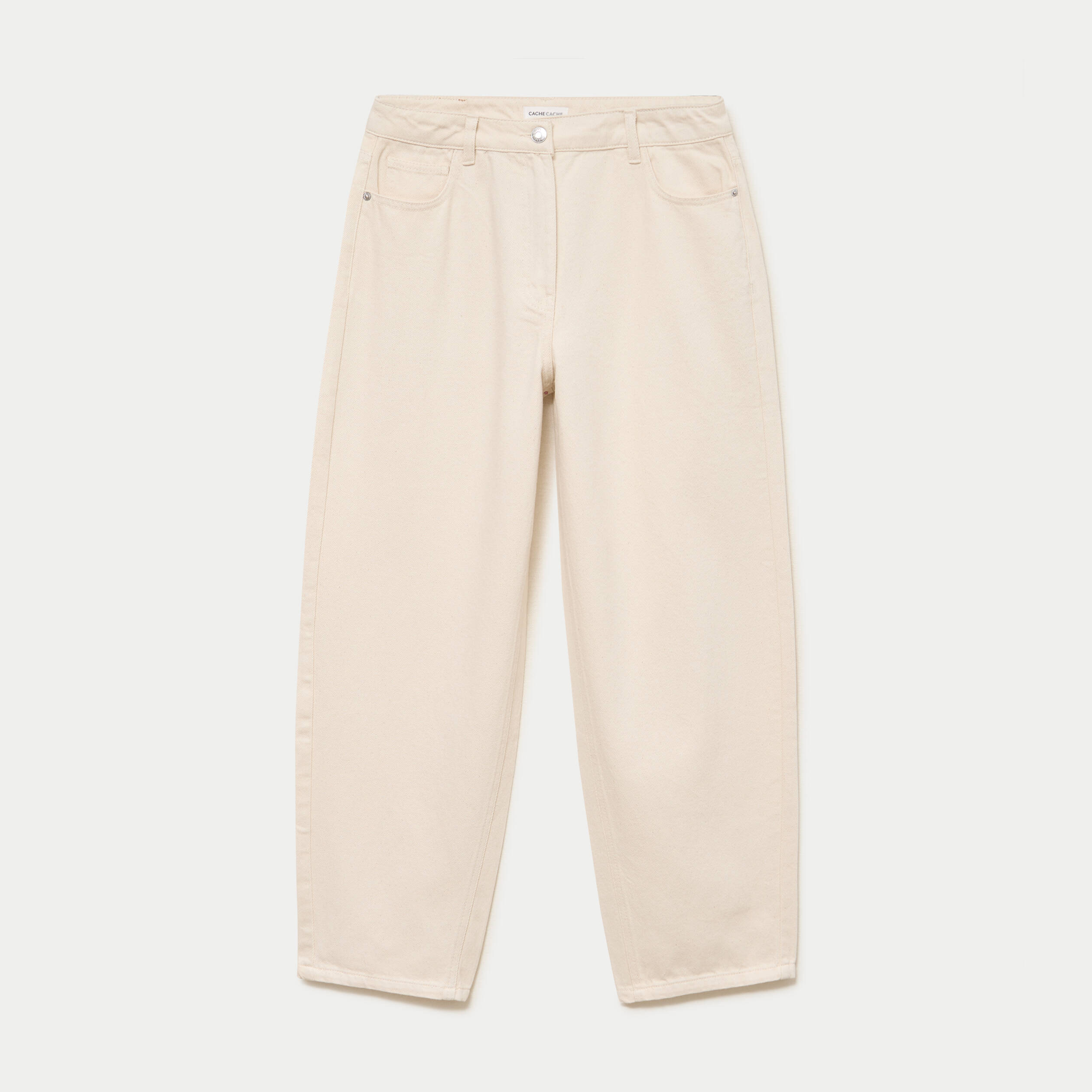 Pantalon balloon broderie taille basse ecru femme