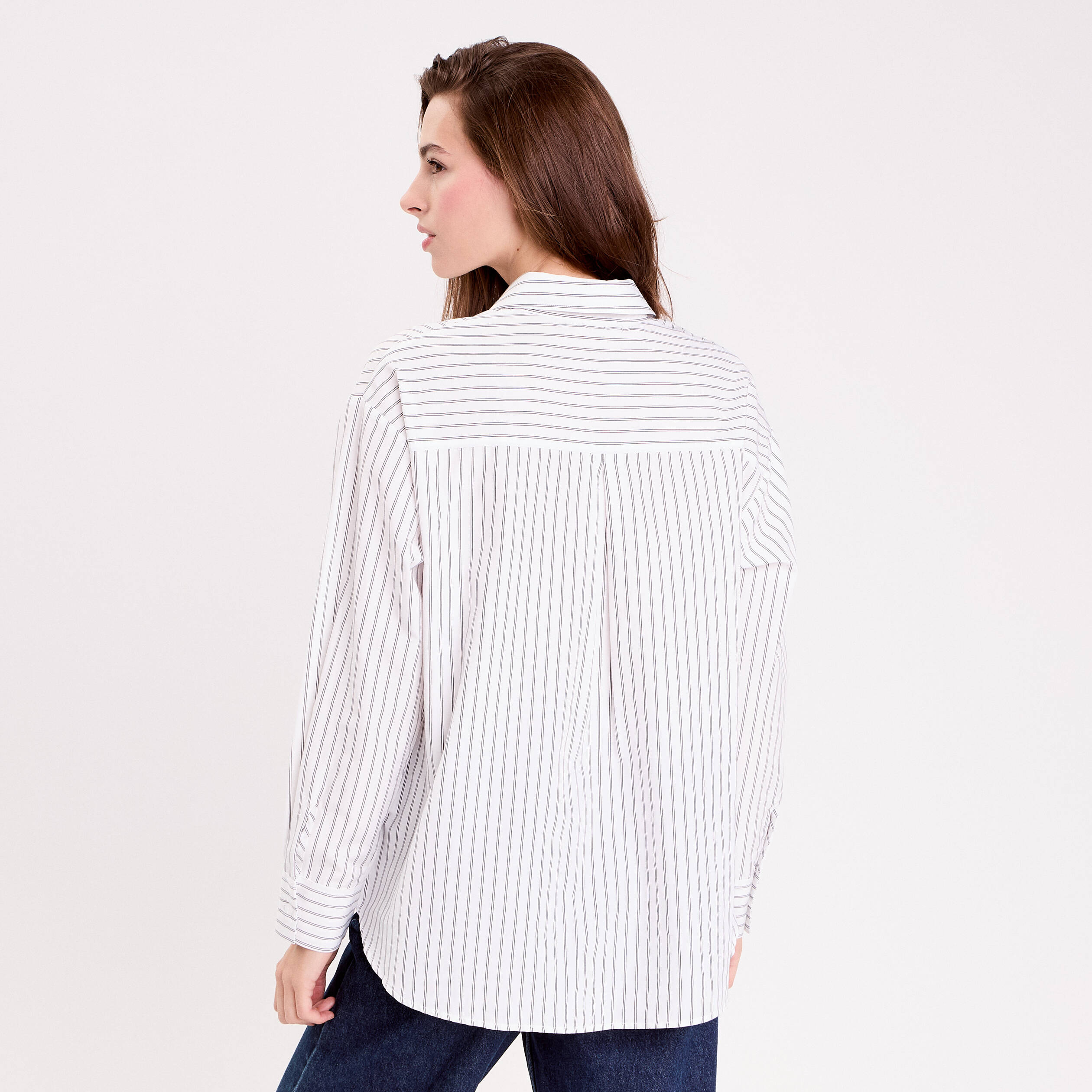 Chemise col chemise manches longues blanc femme