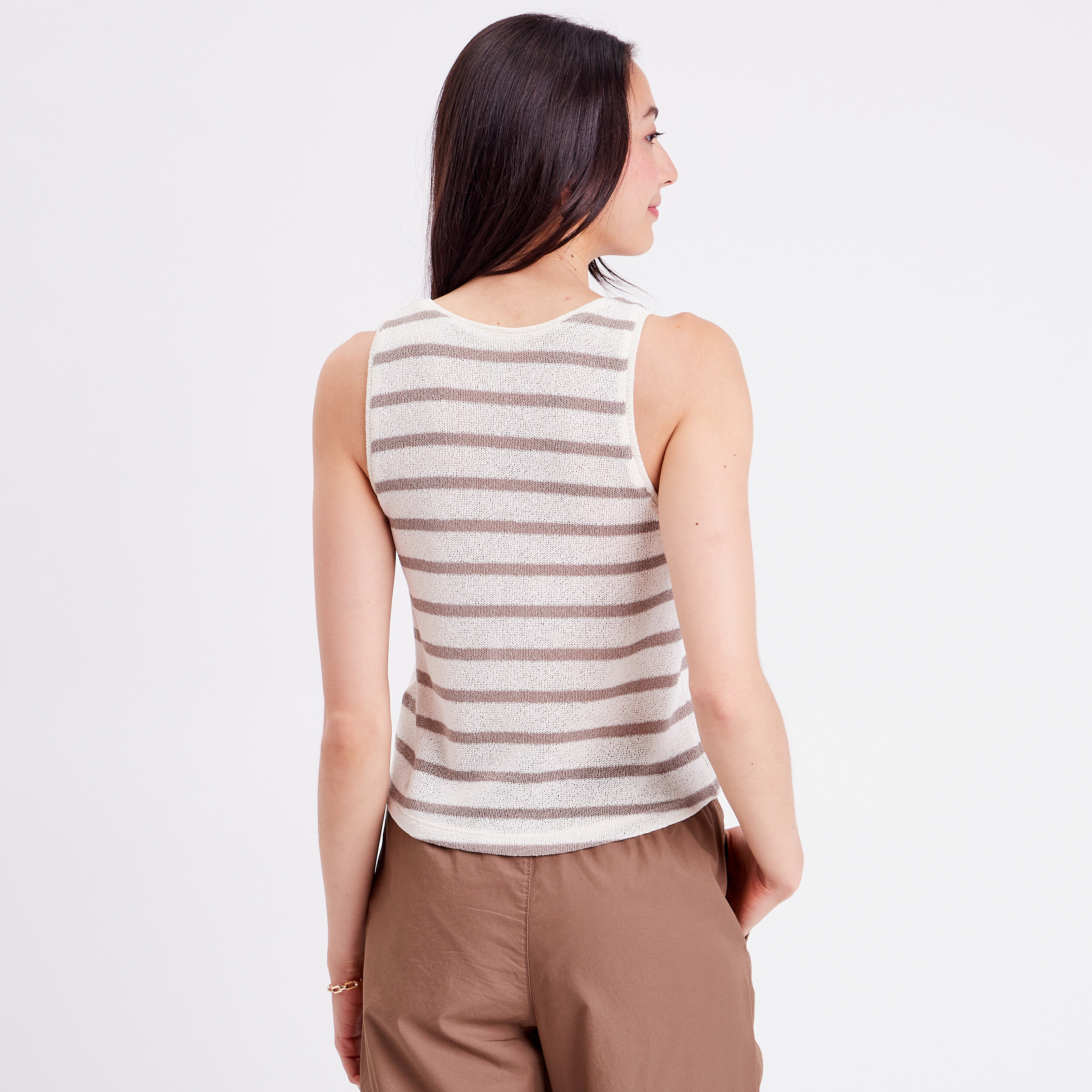 D&eacute;bardeur col rond ecru femme