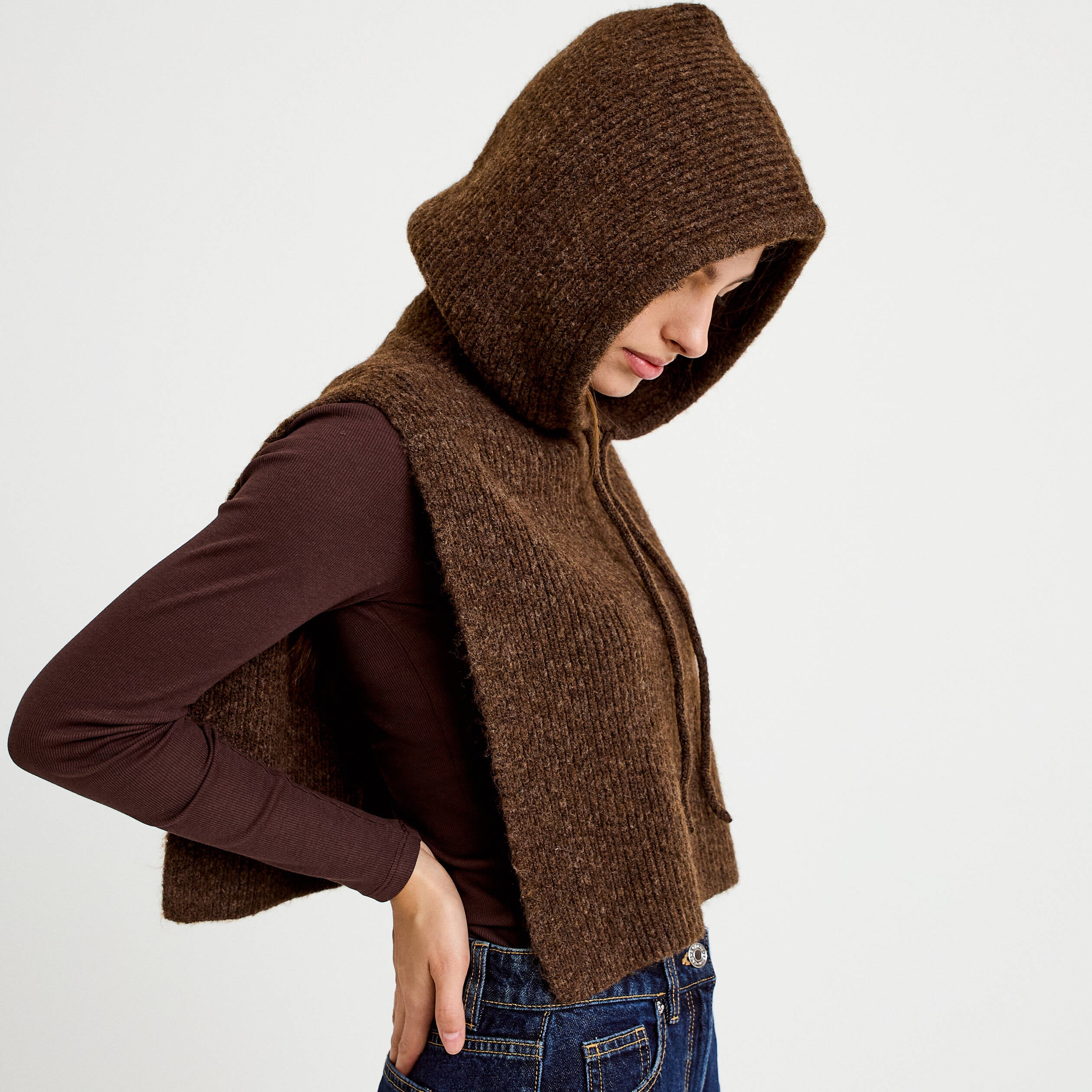 Cache-cou marron fonc&eacute; femme