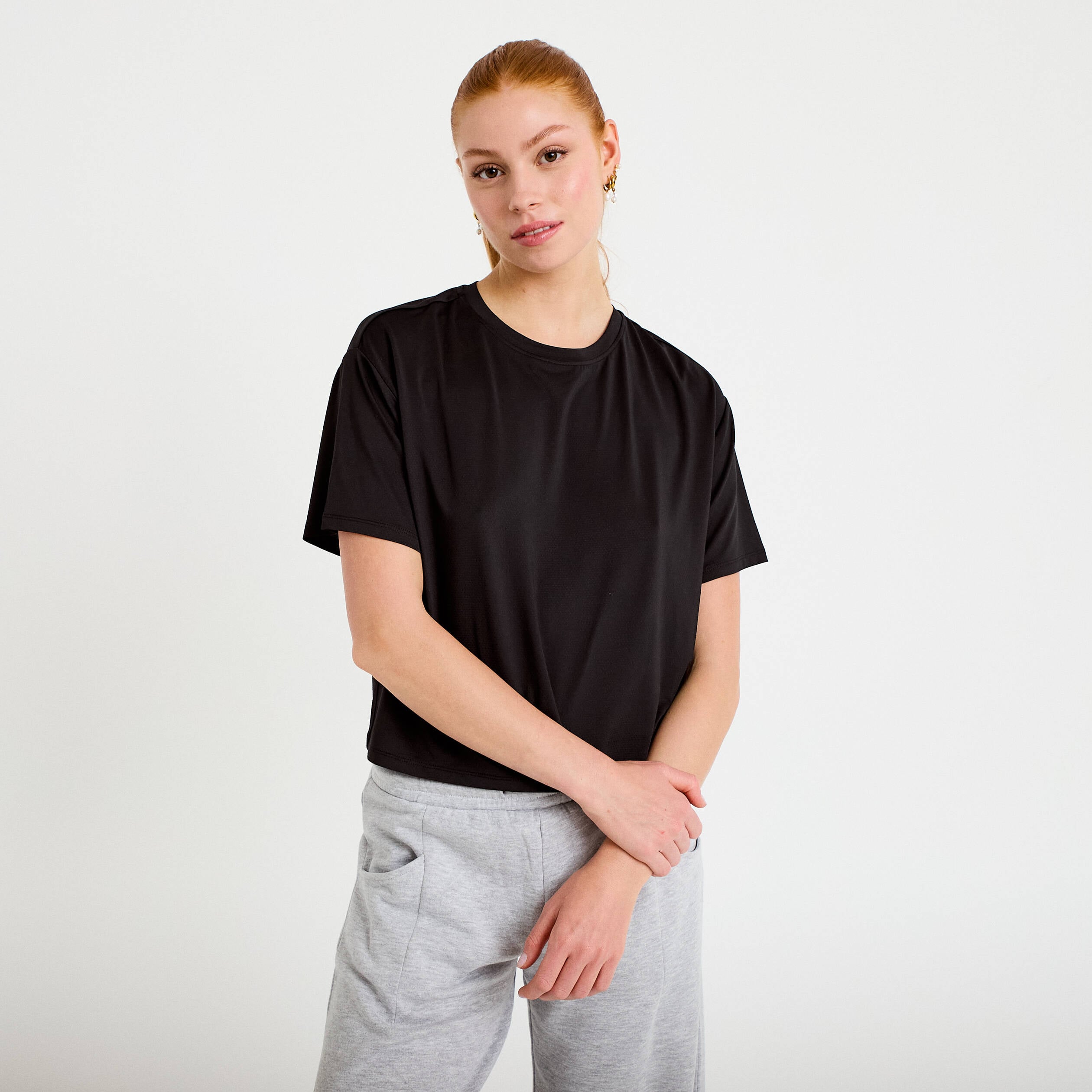 T-shirt manches courtes activewear noir femme