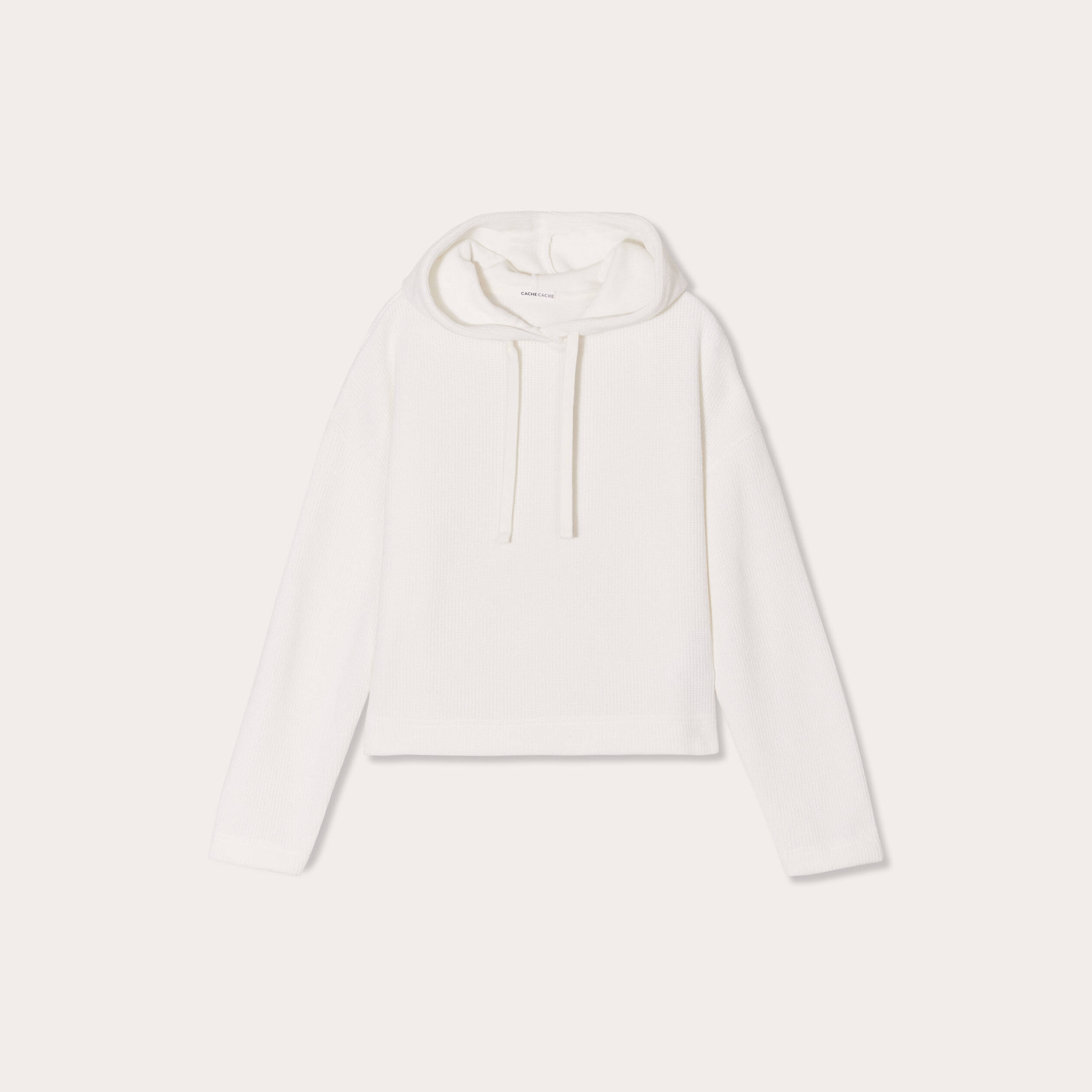 Sweat &agrave; capuche ecru femme