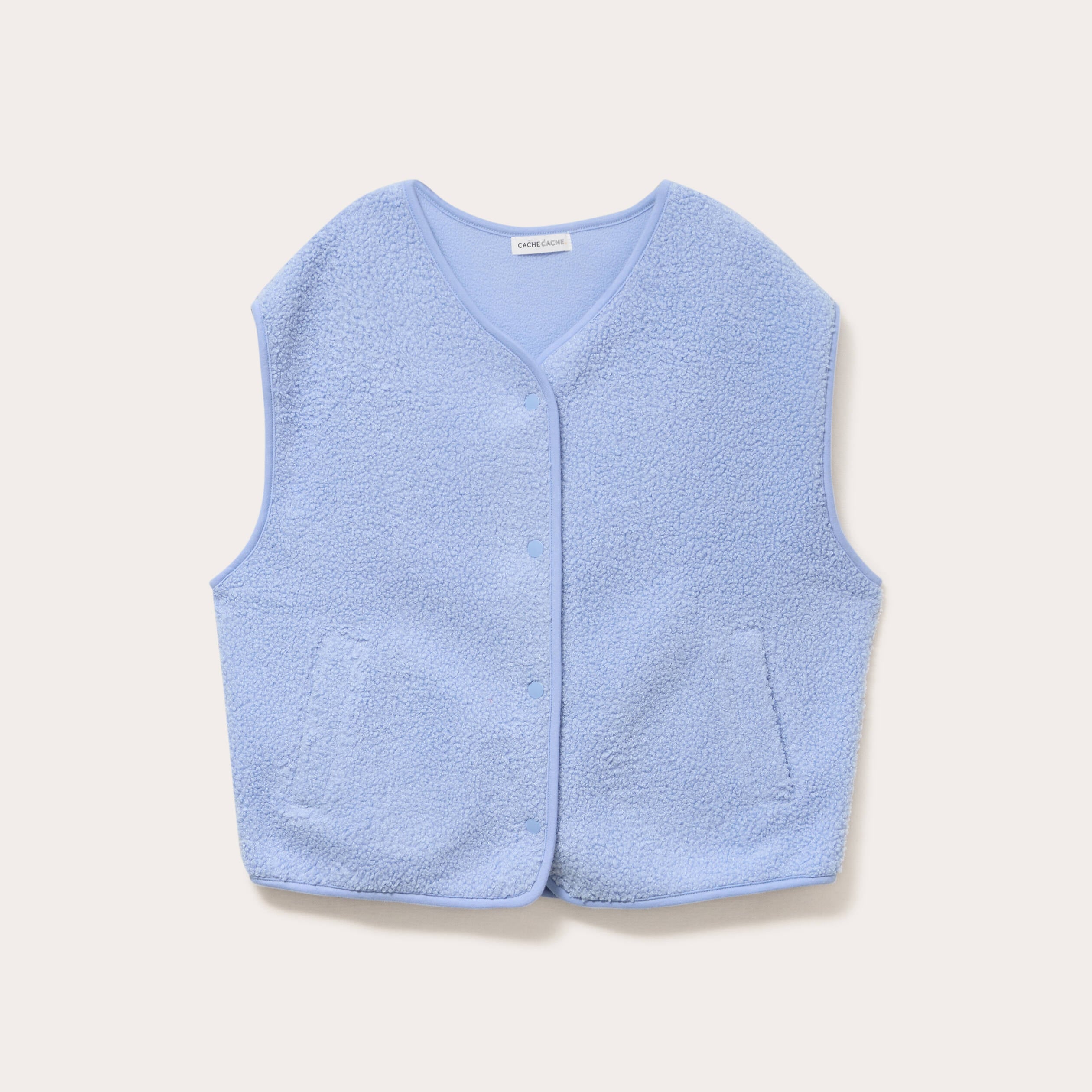 Gilet sans manches effet polaire bleu clair femme