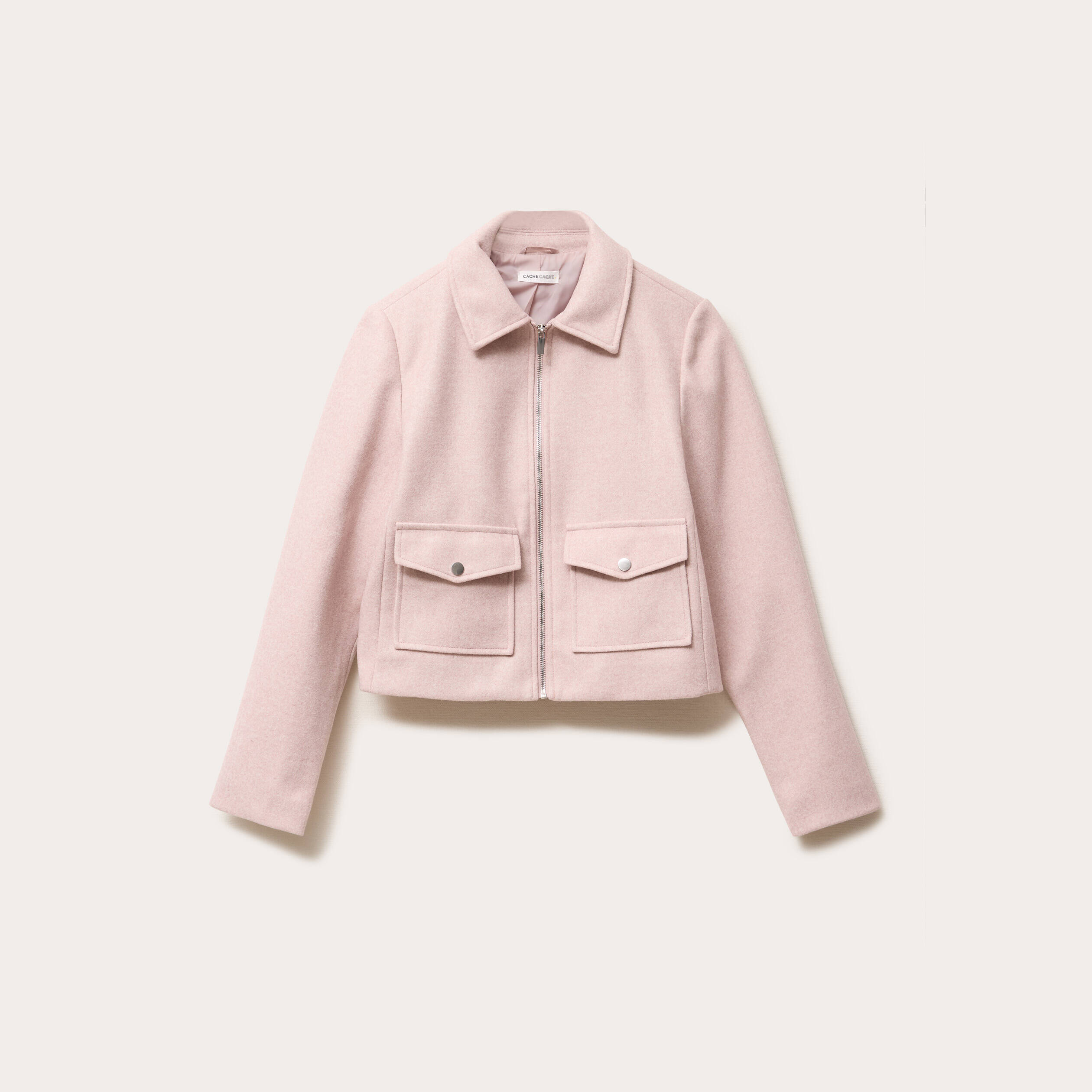 Veste zipp&eacute;e rose poudr&eacute;e femme
