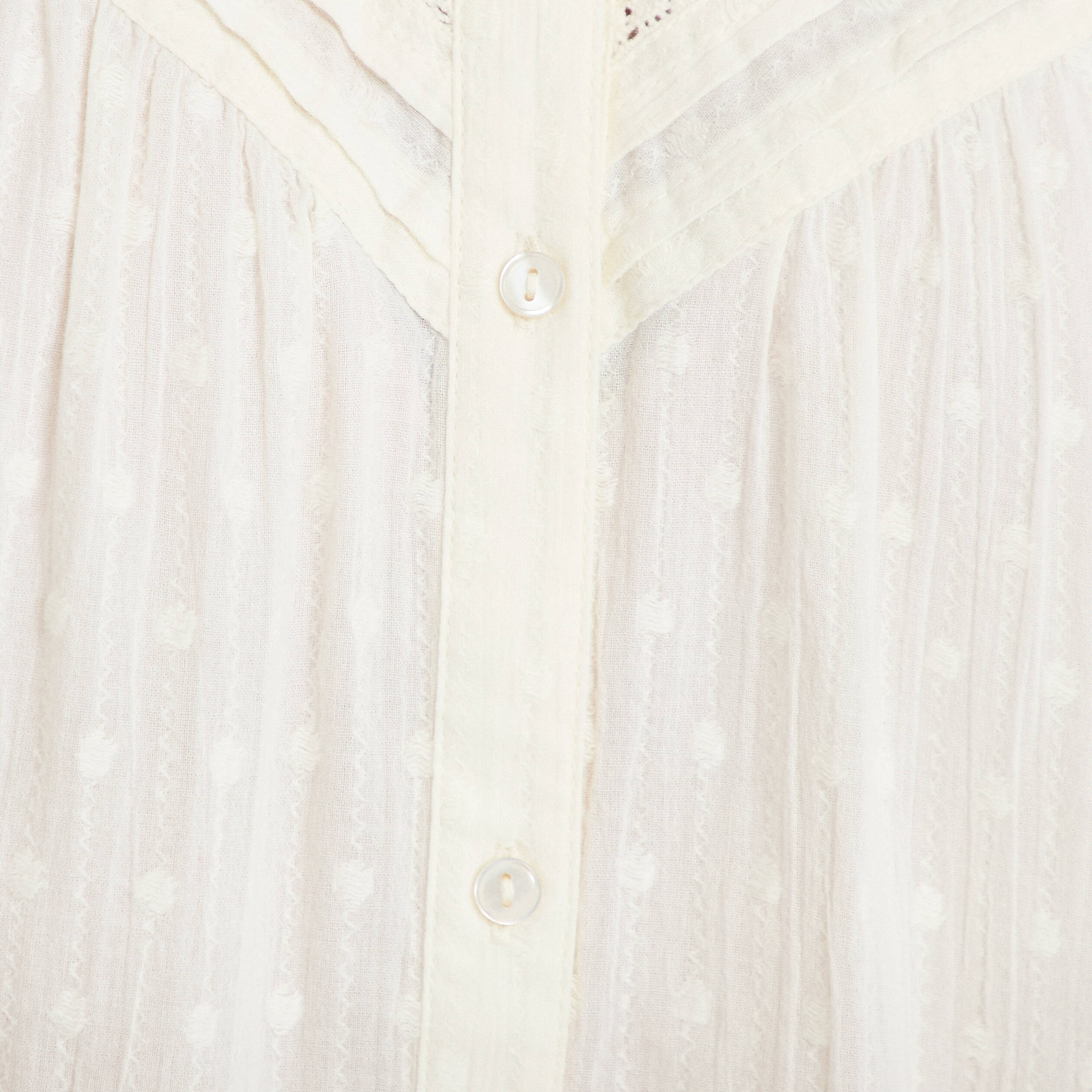 Blouse droite col rond manches longues ecru femme