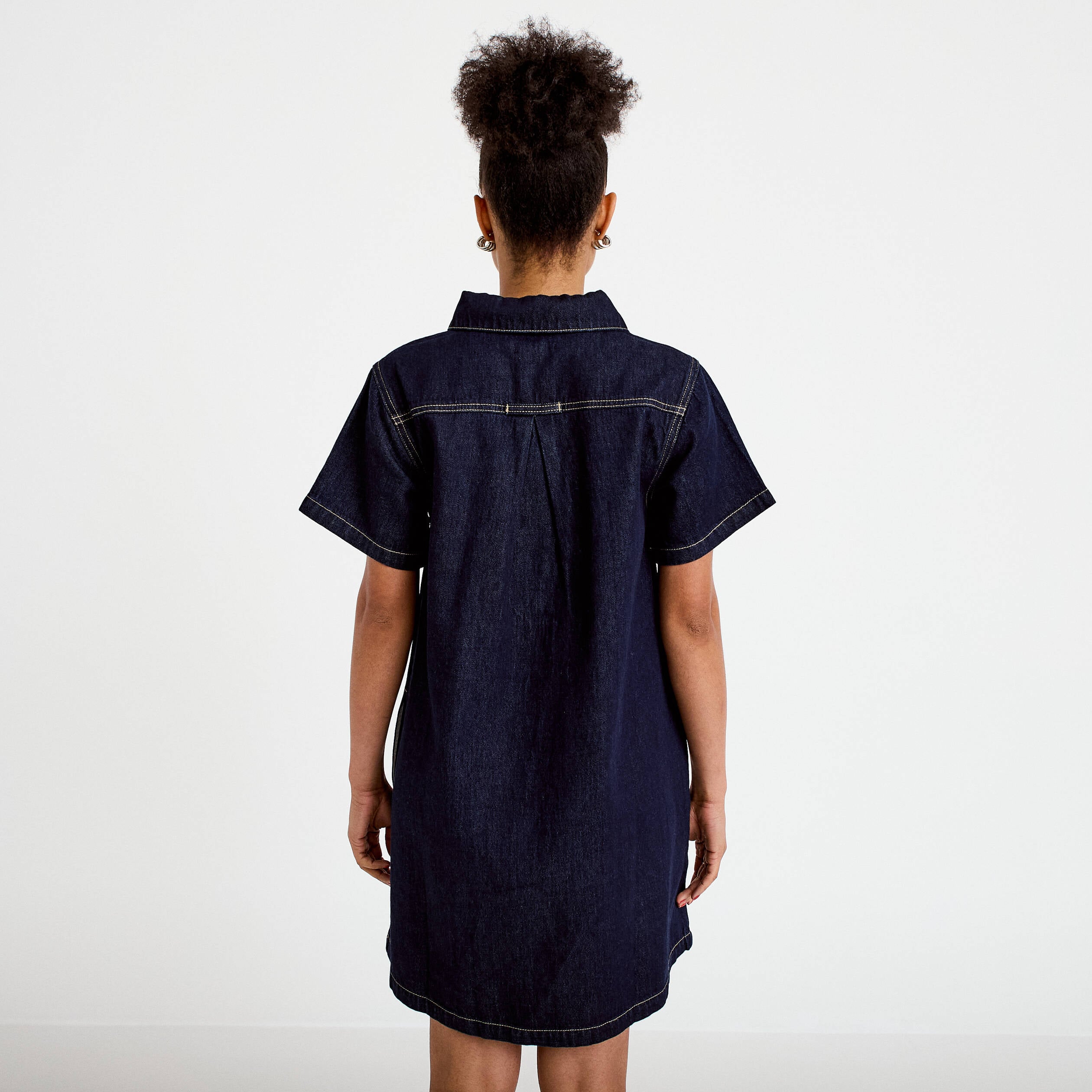 Robe droite en jean denim brut femme