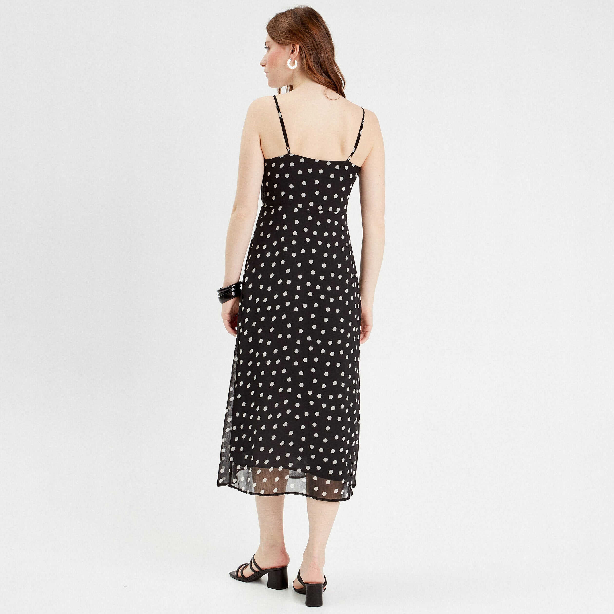Robe longue &eacute;vas&eacute;e fluide noir femme
