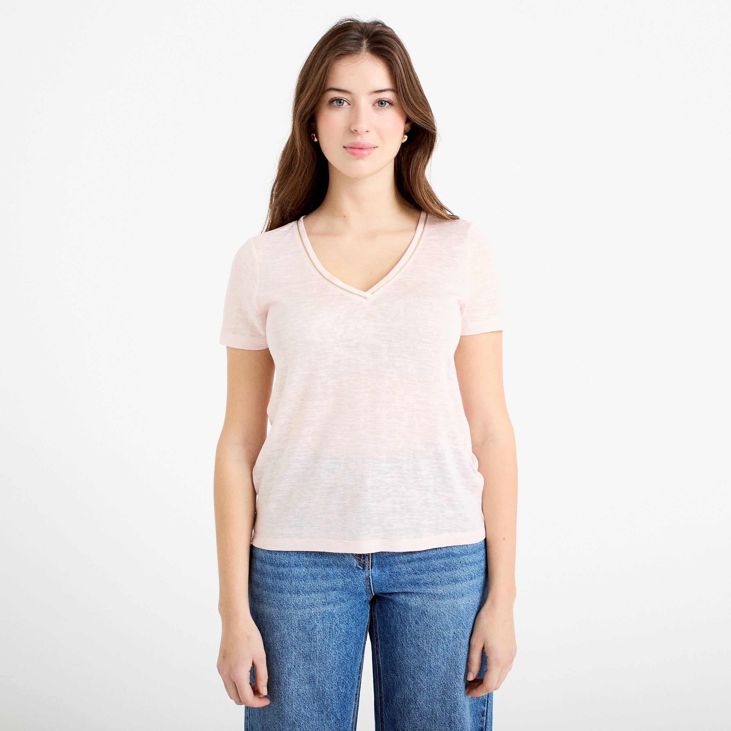 T-shirt manches courtes iris&eacute; rose clair femme